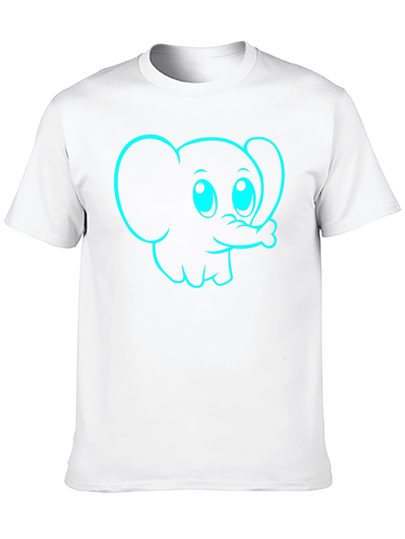 Black Cartoon Elephant Graphic Tee - Black Cotton T-Shirt view 10