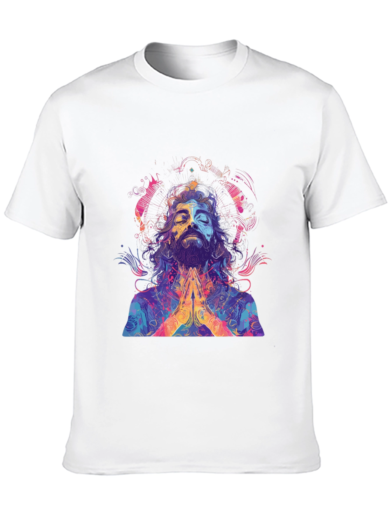 Black Psychedelic Meditating Man Graphic Tee view 10