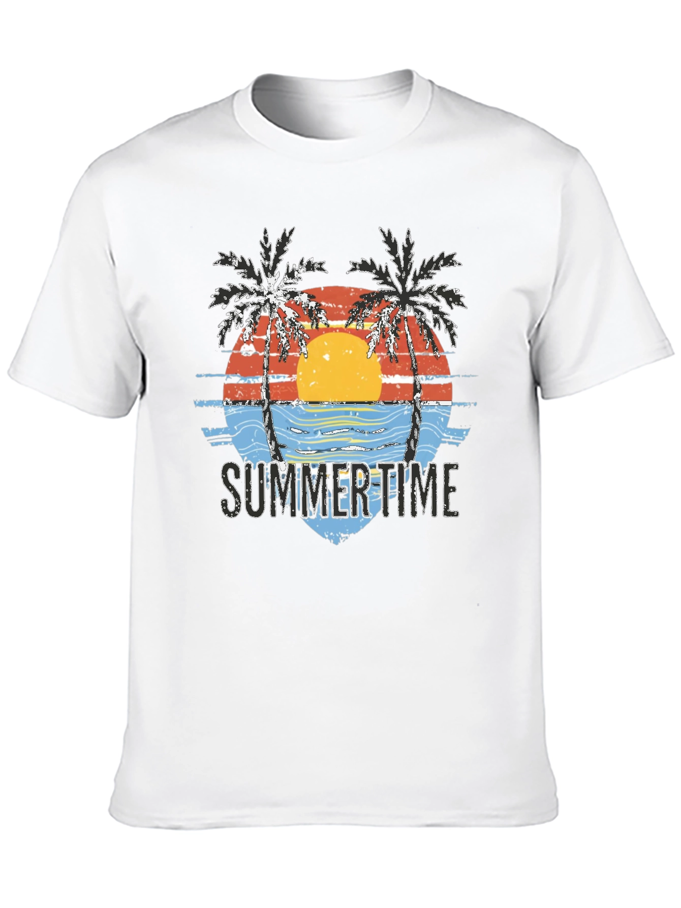 Black Summer Time Palm Tree Graphic Tee - Black view 10