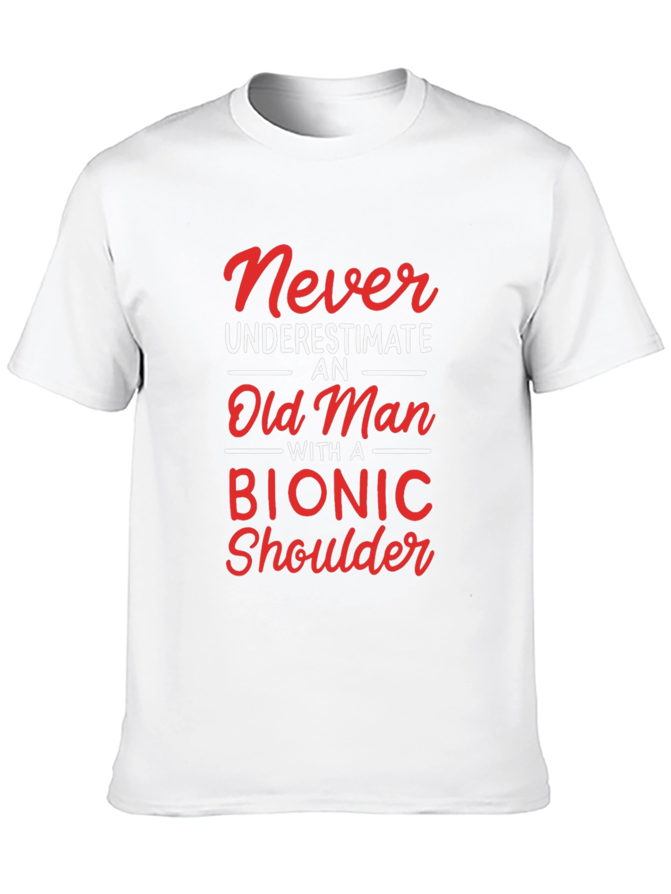 Black Funny Bionic Shoulder Old Man T-Shirt view 10