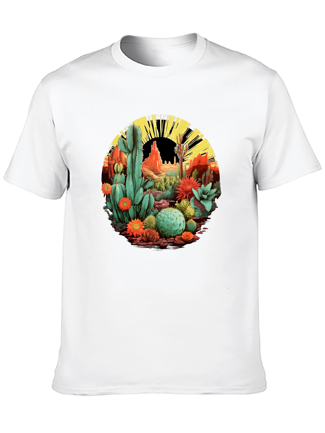 Black Desert Cactus Graphic T-Shirt - Black Cotton Tee view 10