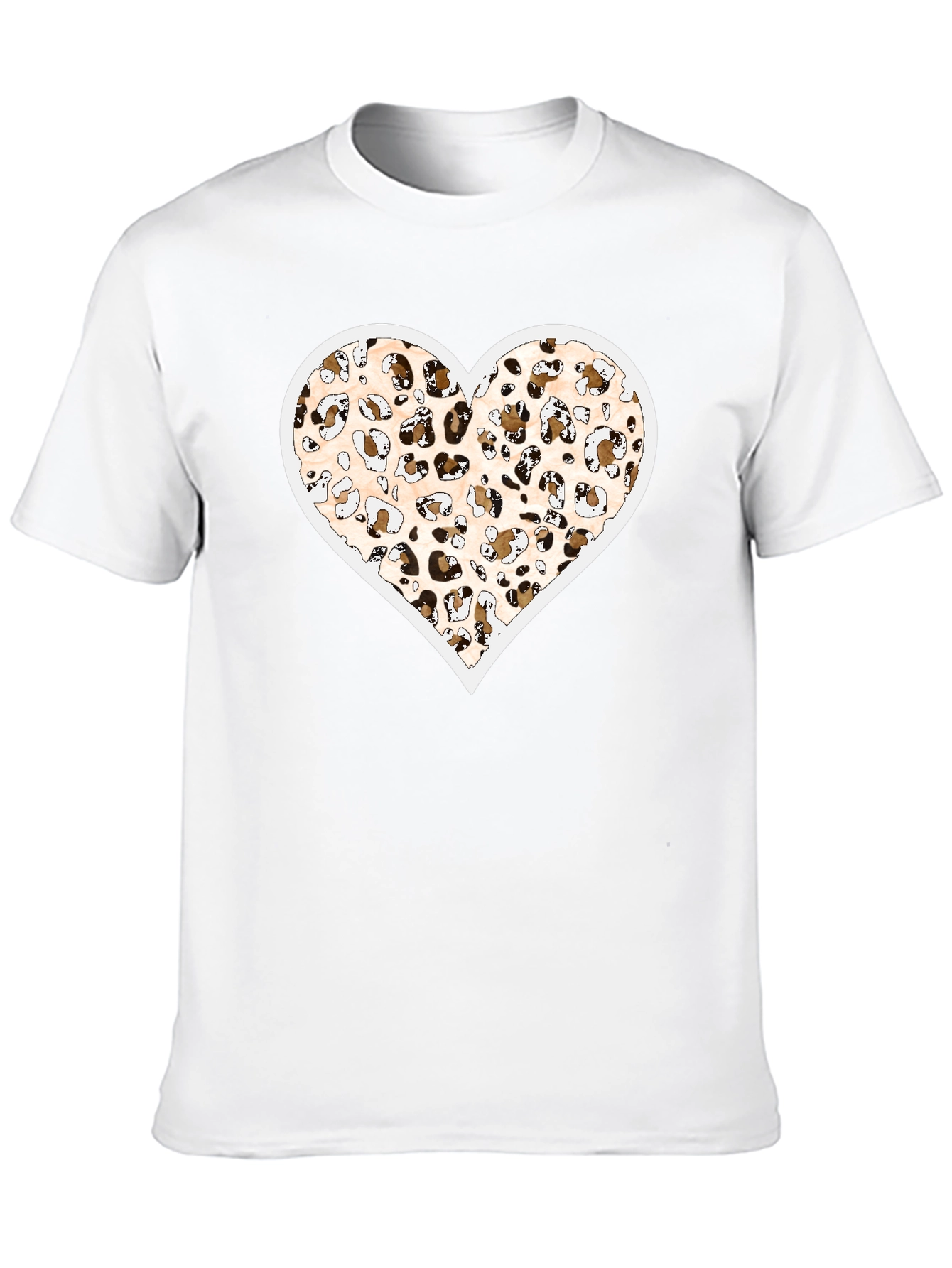Black Leopard Print Heart Graphic Black Tee Shirt view 10