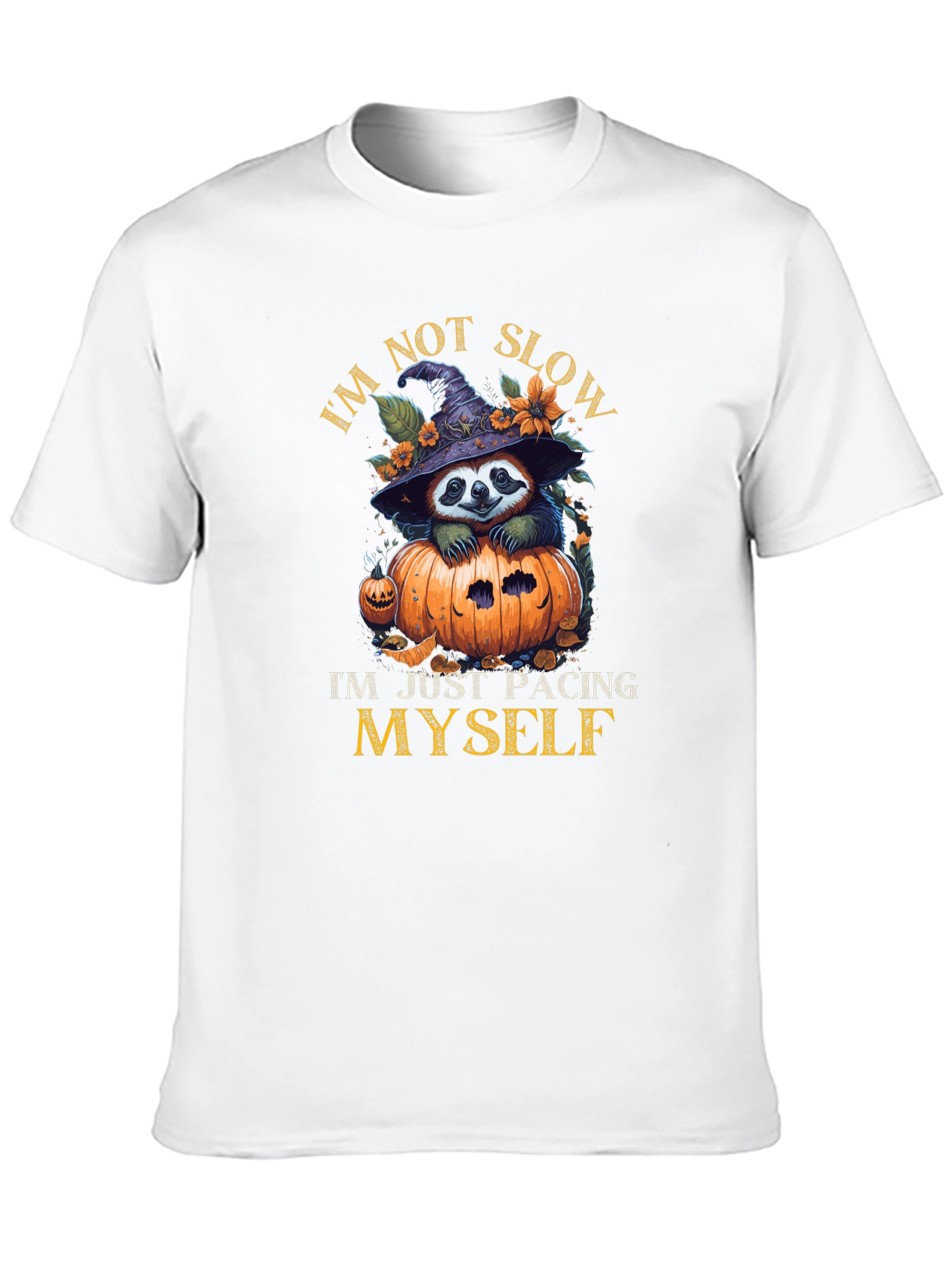 Black Funny Sloth Halloween T-Shirt - I'm Not Slow Pacing Myself view 10