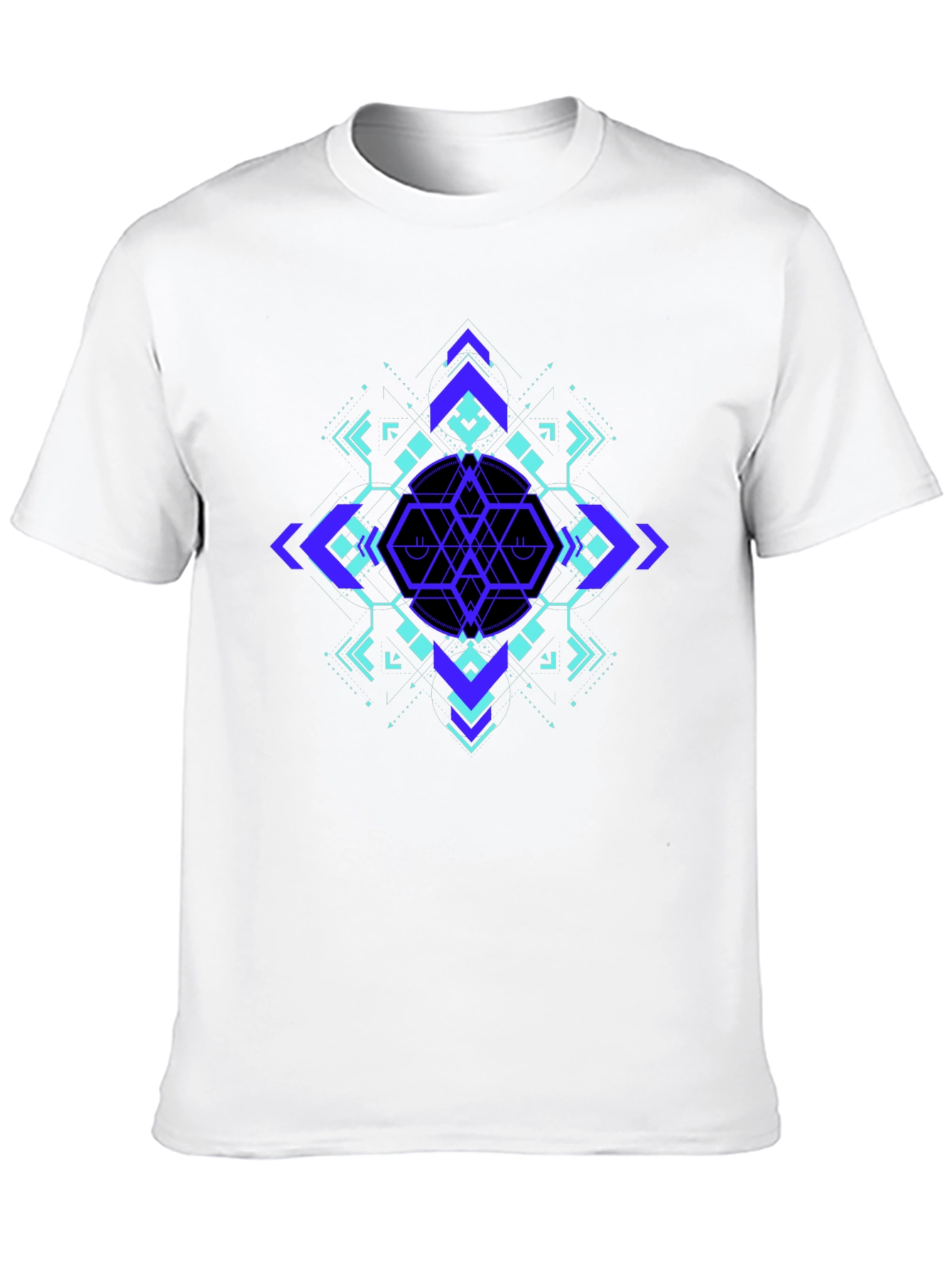 Black Geometric Design Black T-Shirt view 10