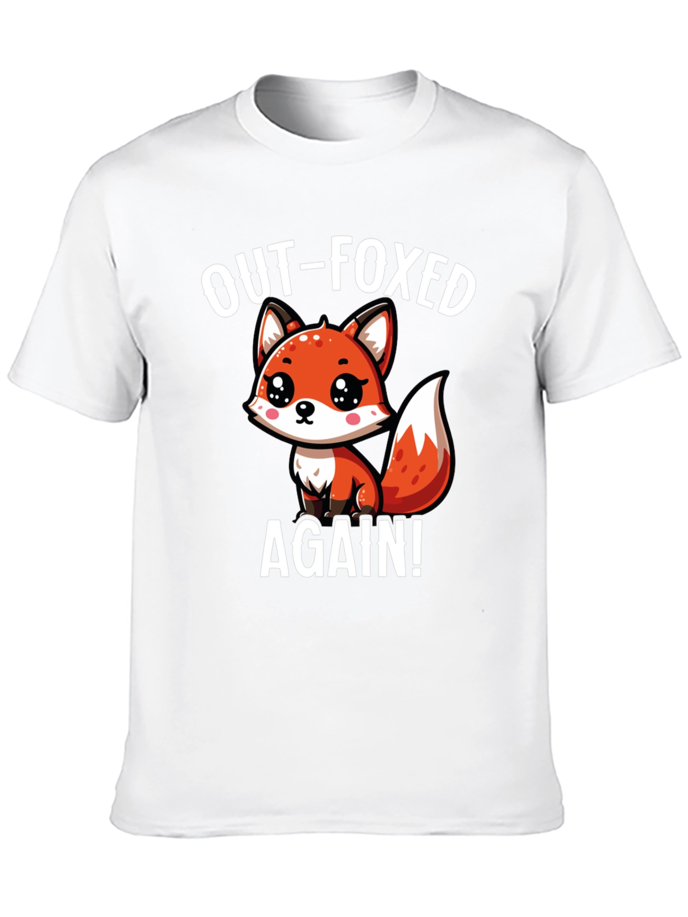 Black Out-Foxed Again! Cute Cartoon Fox Graphic T-Shirt view 10
