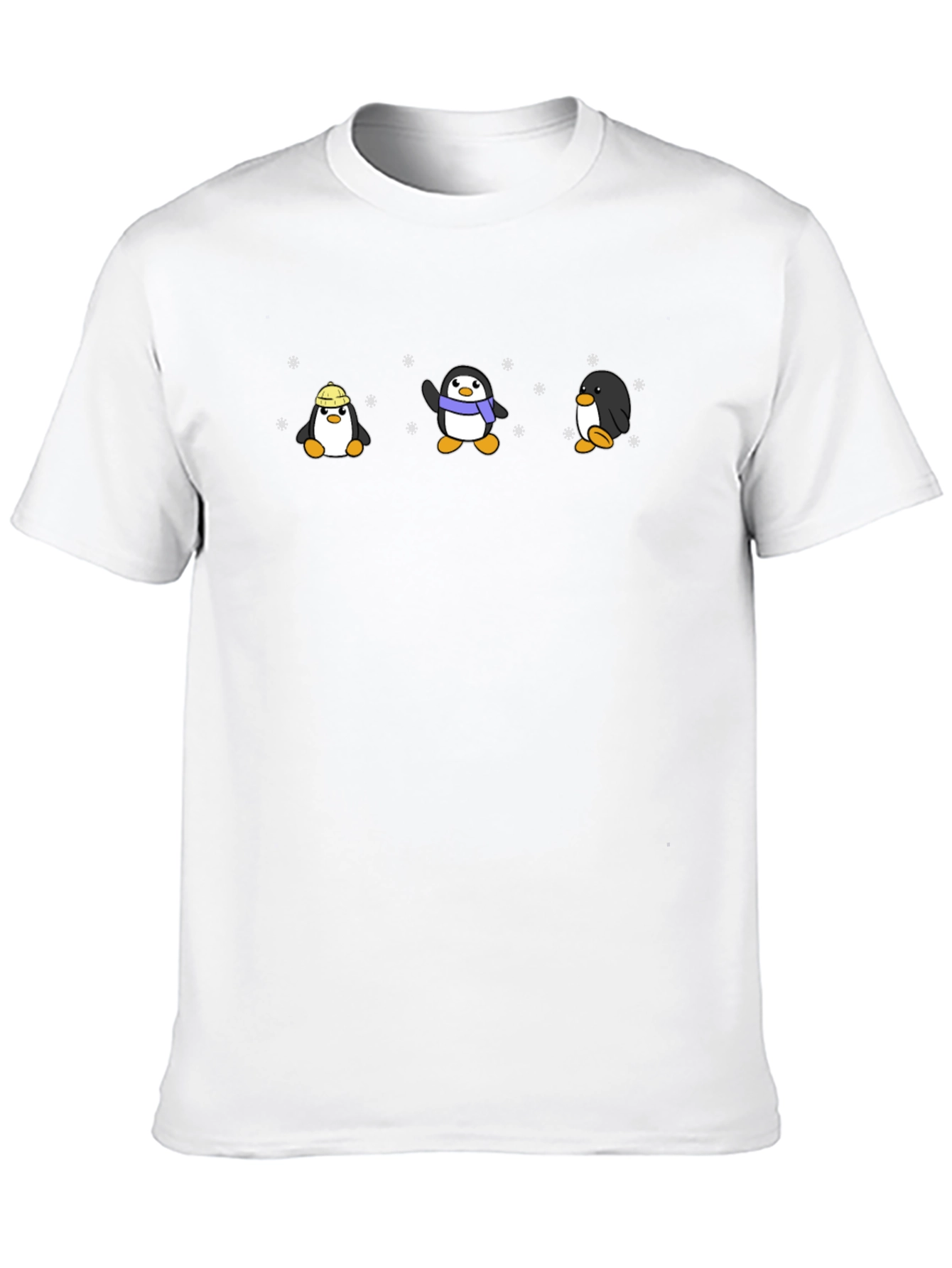 Black Penguin Cartoon Graphic Print Black T-Shirt view 10