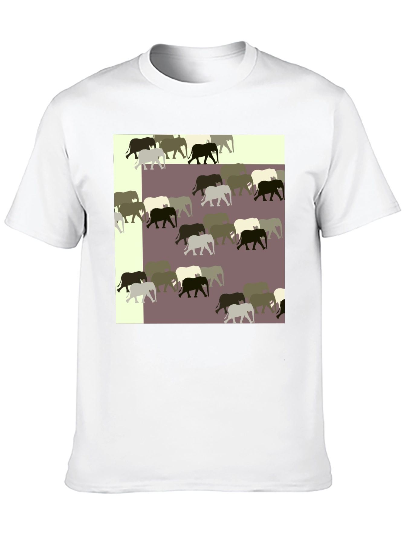 Black Elephant Pattern Black T-Shirt view 10