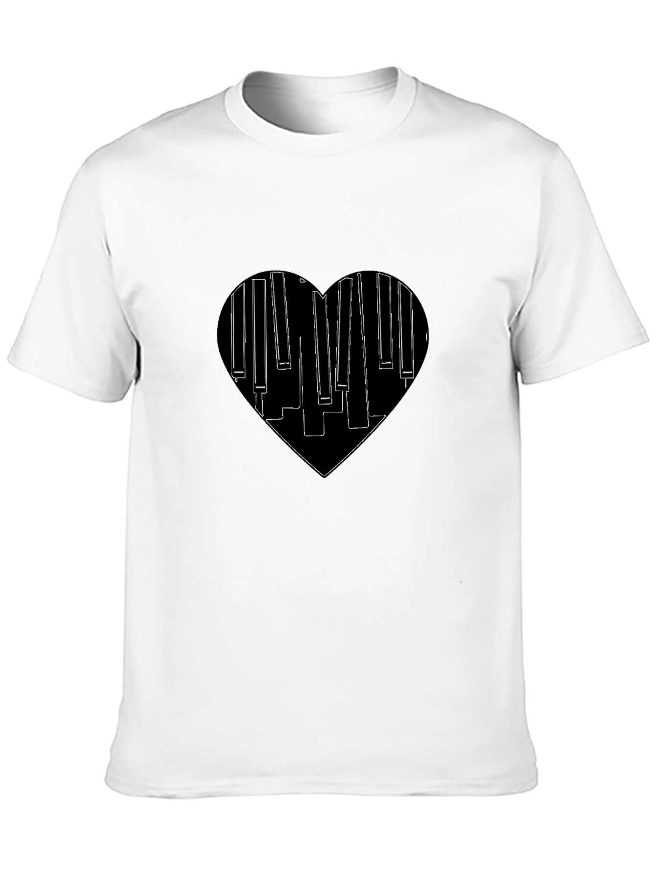 Black Piano Heartbeat Black T-Shirt | Music Lover Tee view 10