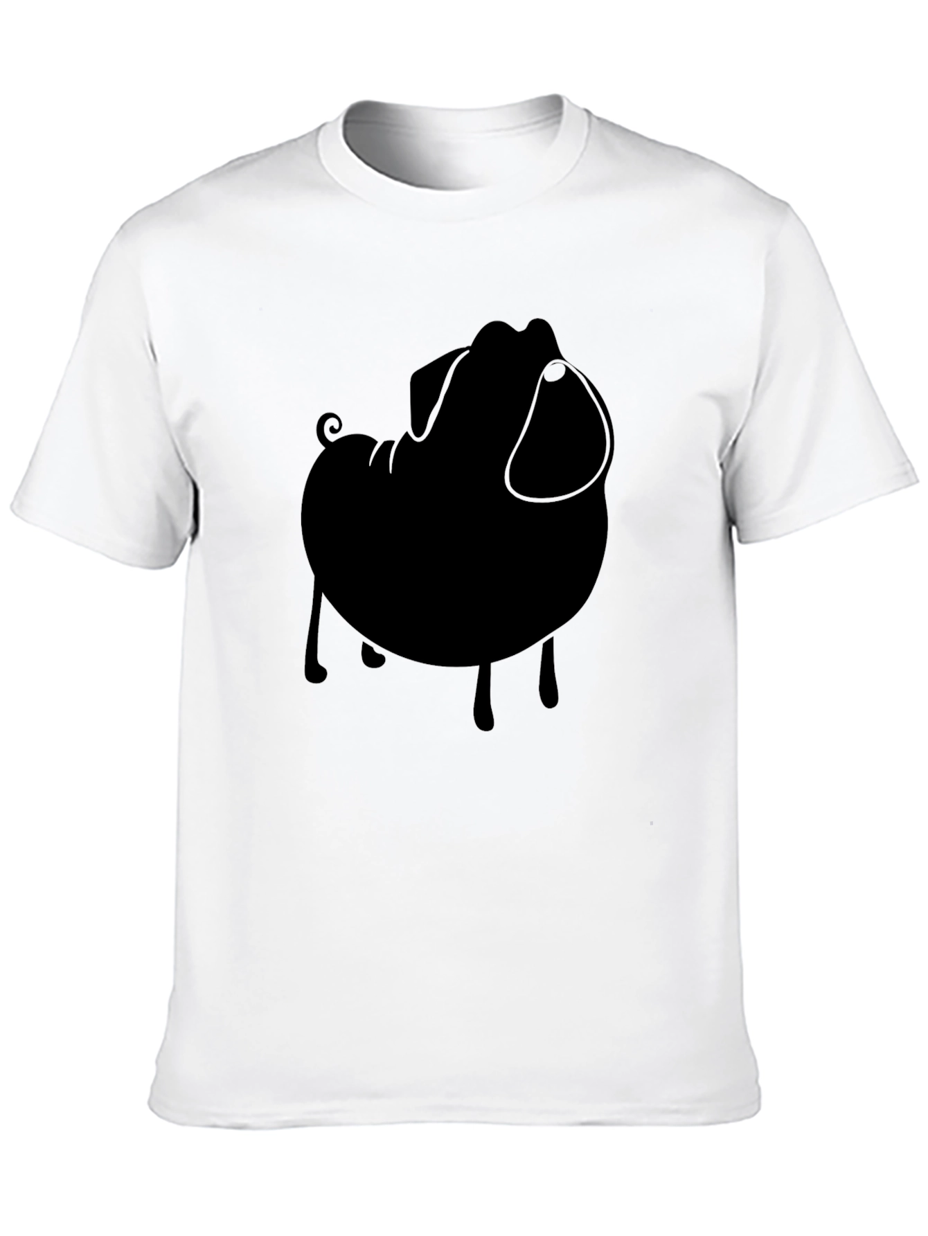 Black Black Pug Silhouette Tee - Modern Casual Style view 10
