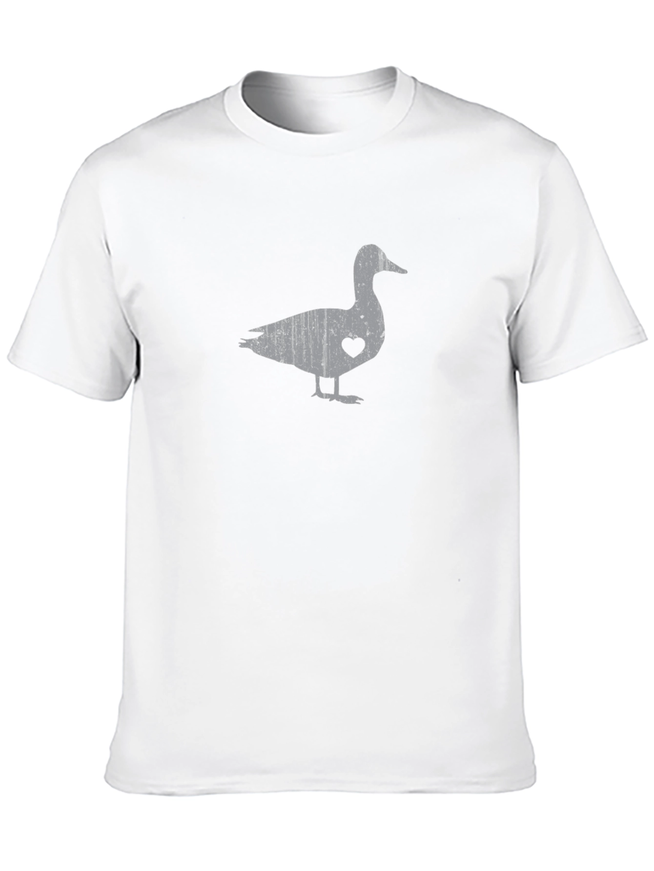 Black Duck with Heart Graphic Tee - Casual Cotton Blend T-Shirt view 10