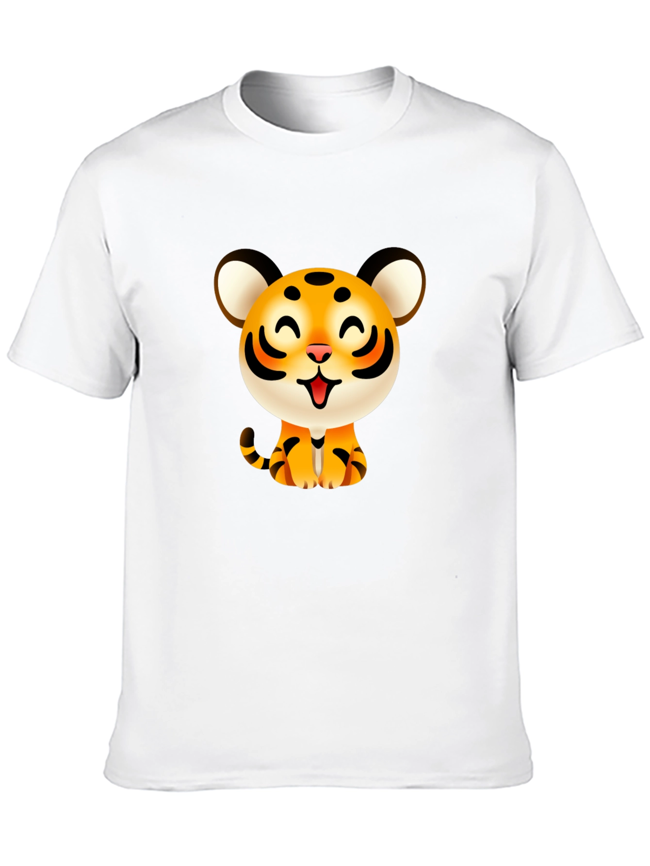 Black Cute Cartoon Tiger Graphic Tee - Black view 10