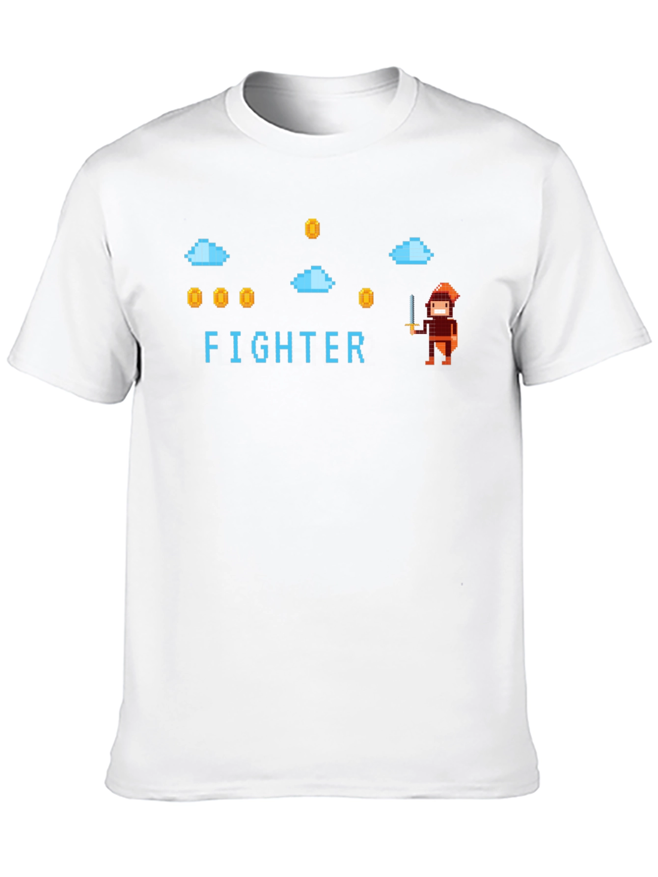 Black Retro Pixel Fighter Graphic T-Shirt view 10