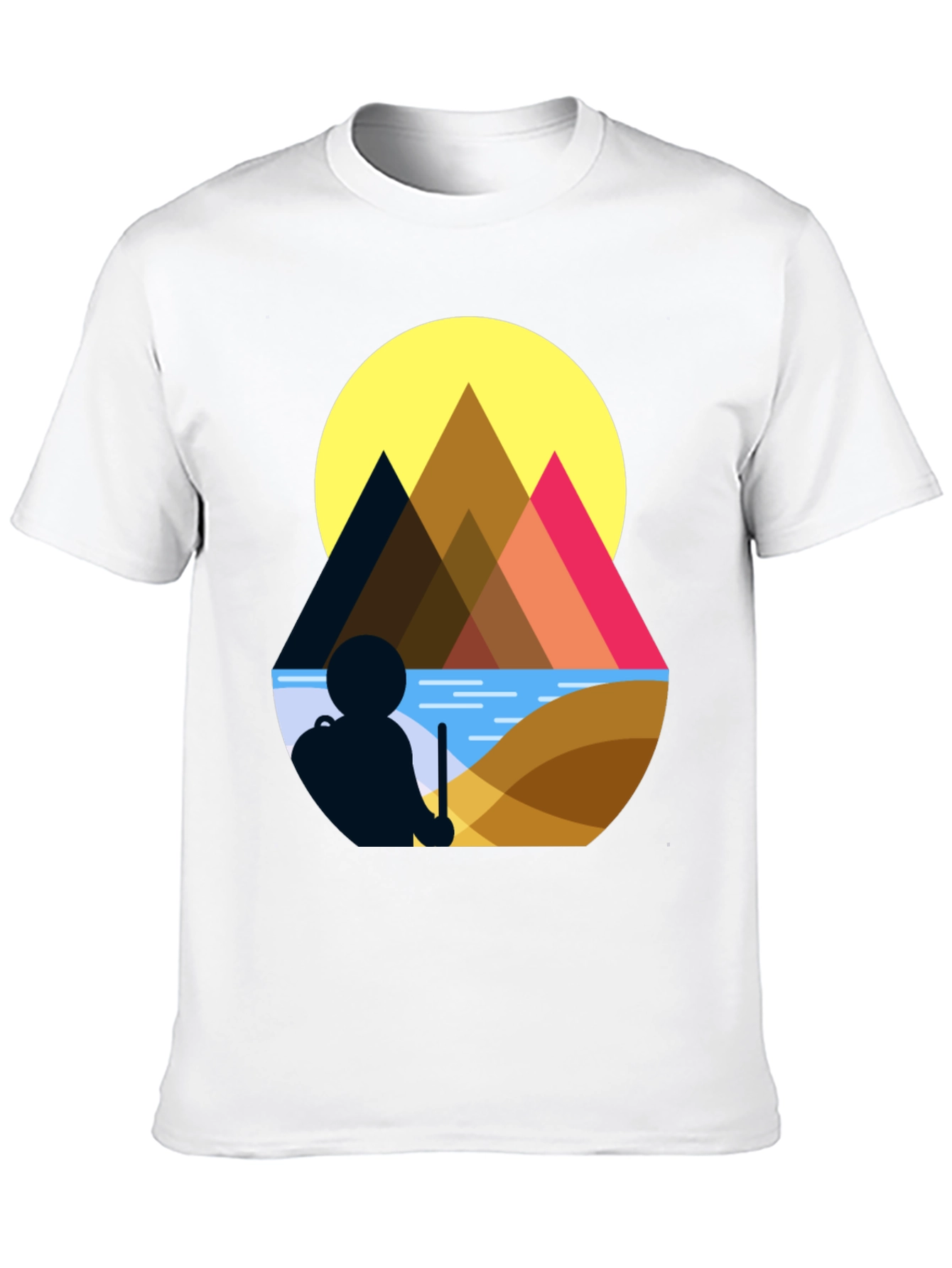 Black Geometric Mountain Scene Graphic Tee view 10