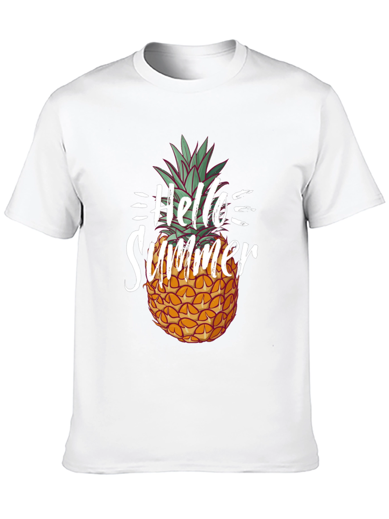 Black Hello Summer Pineapple Graphic Tee - Black Cotton Shirt view 10