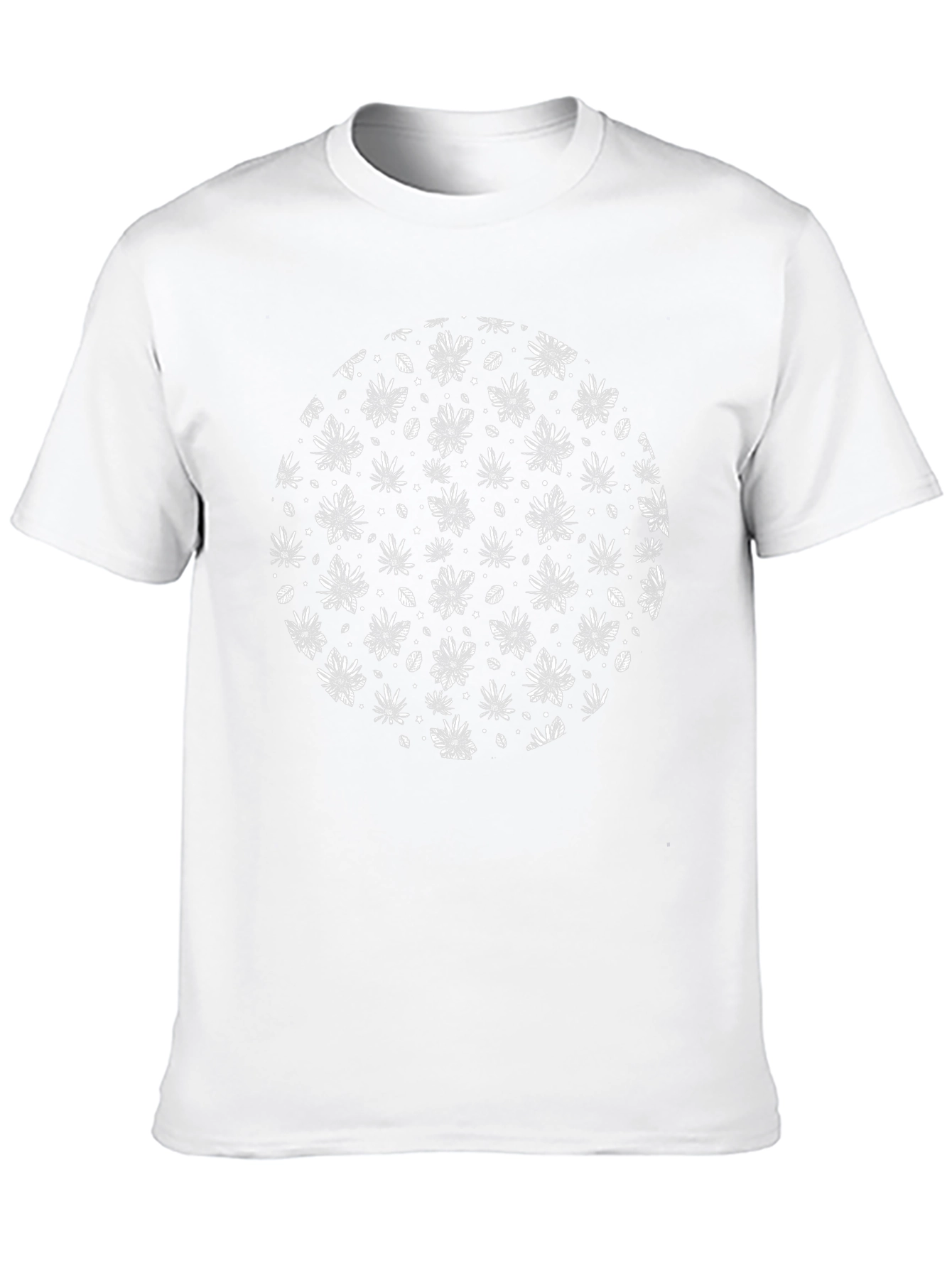 Black Black Graphic Tee - White Flower Pattern T-Shirt view 10
