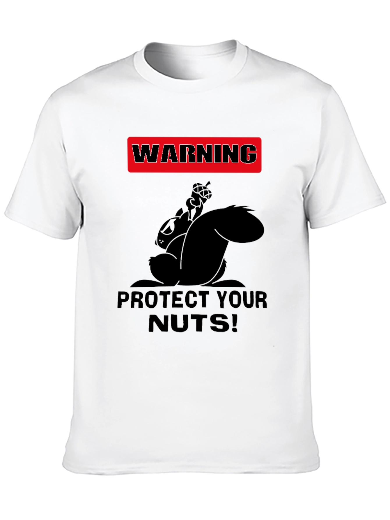 Black Warning Protect Your Nuts! Humor Graphic Tee view 10