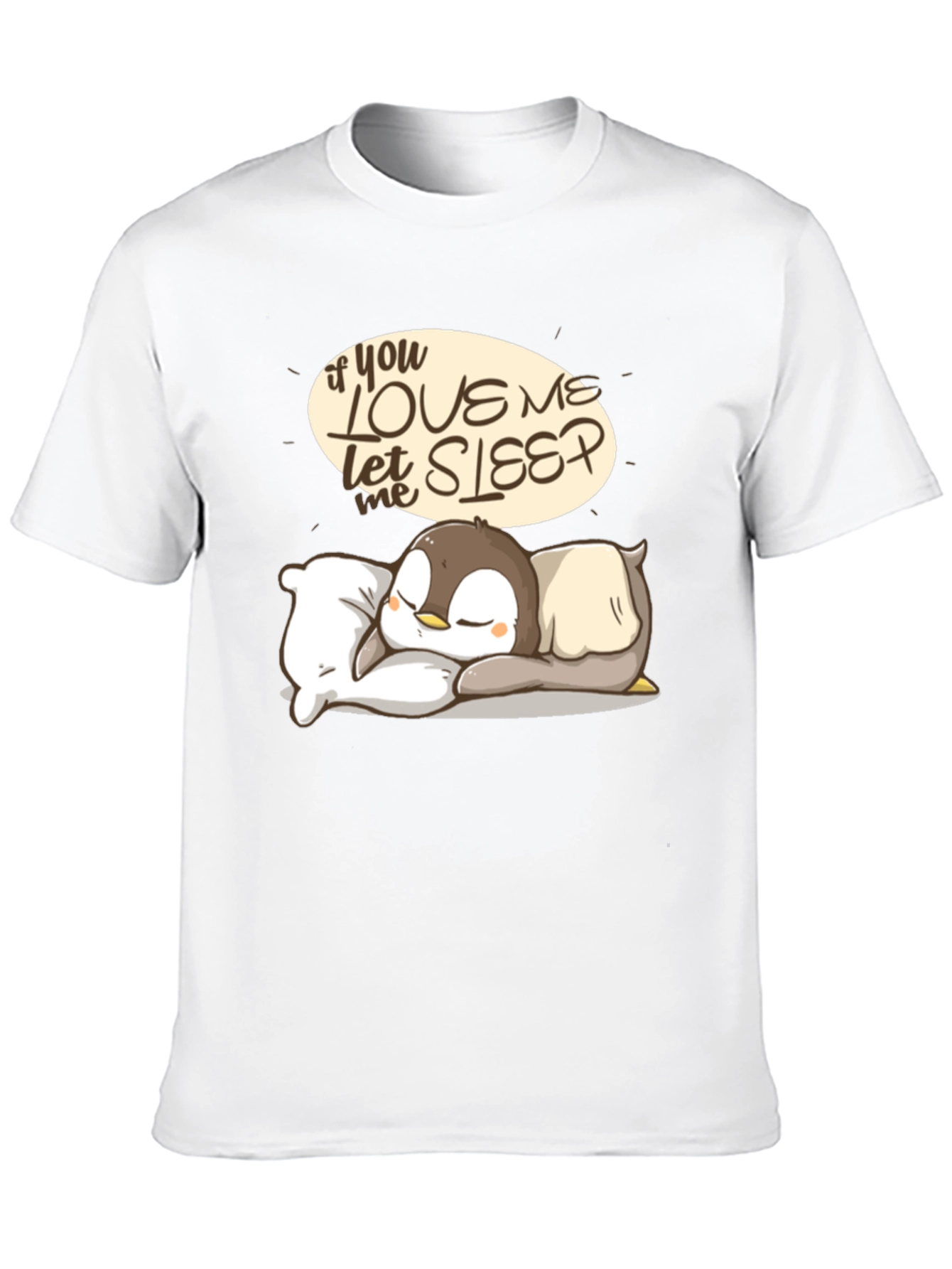 Black Cute Penguin Sleep T-Shirt view 10