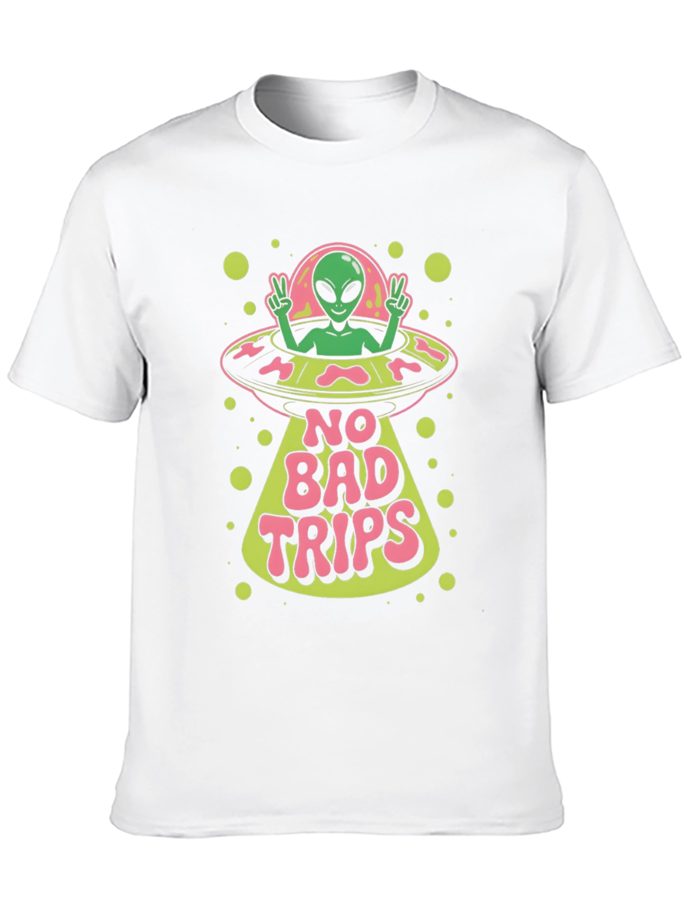 Black No Bad Trips Alien UFO Graphic T-Shirt view 10