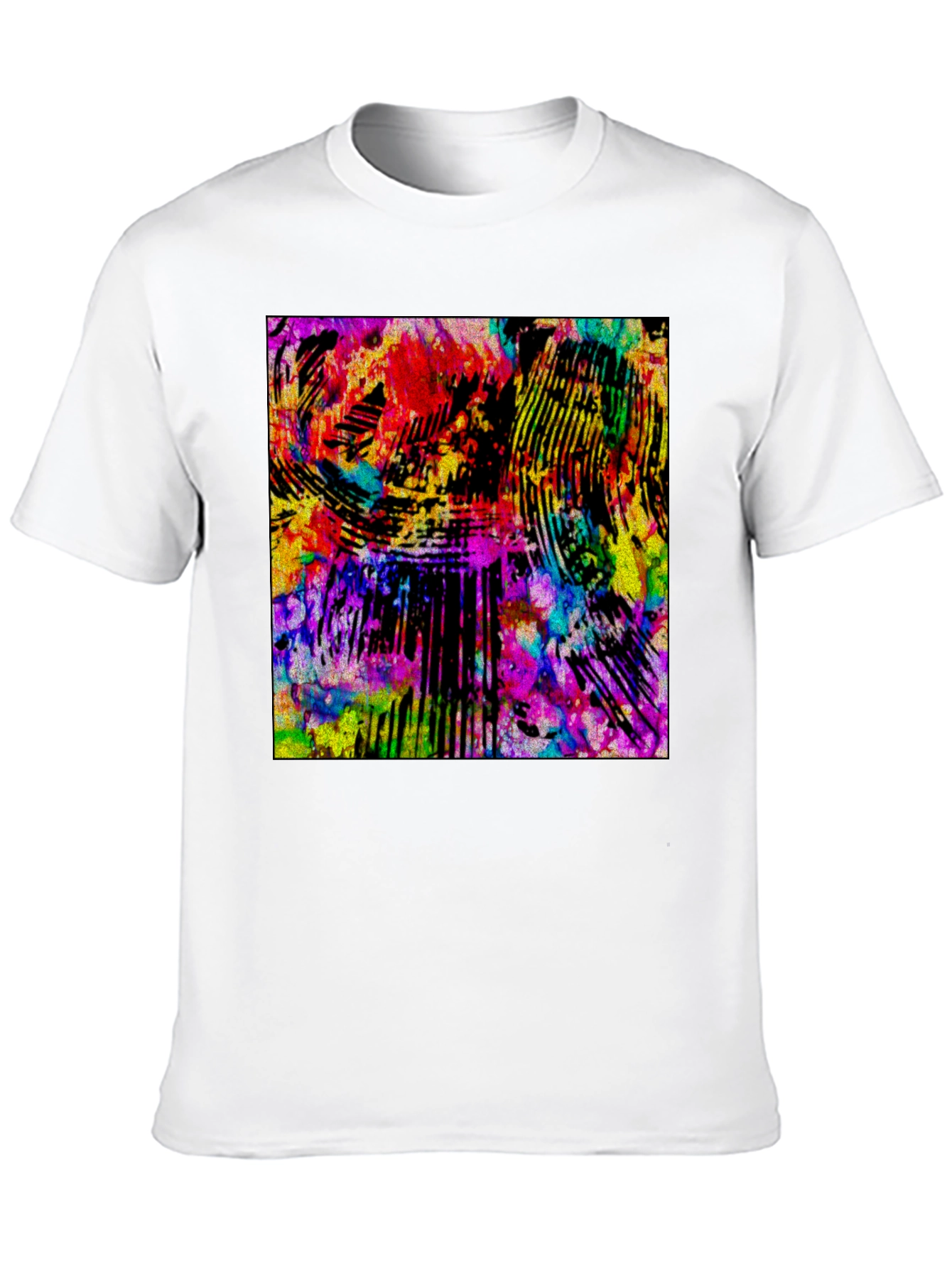 Black Abstract Art Graphic Print Black T-Shirt view 10