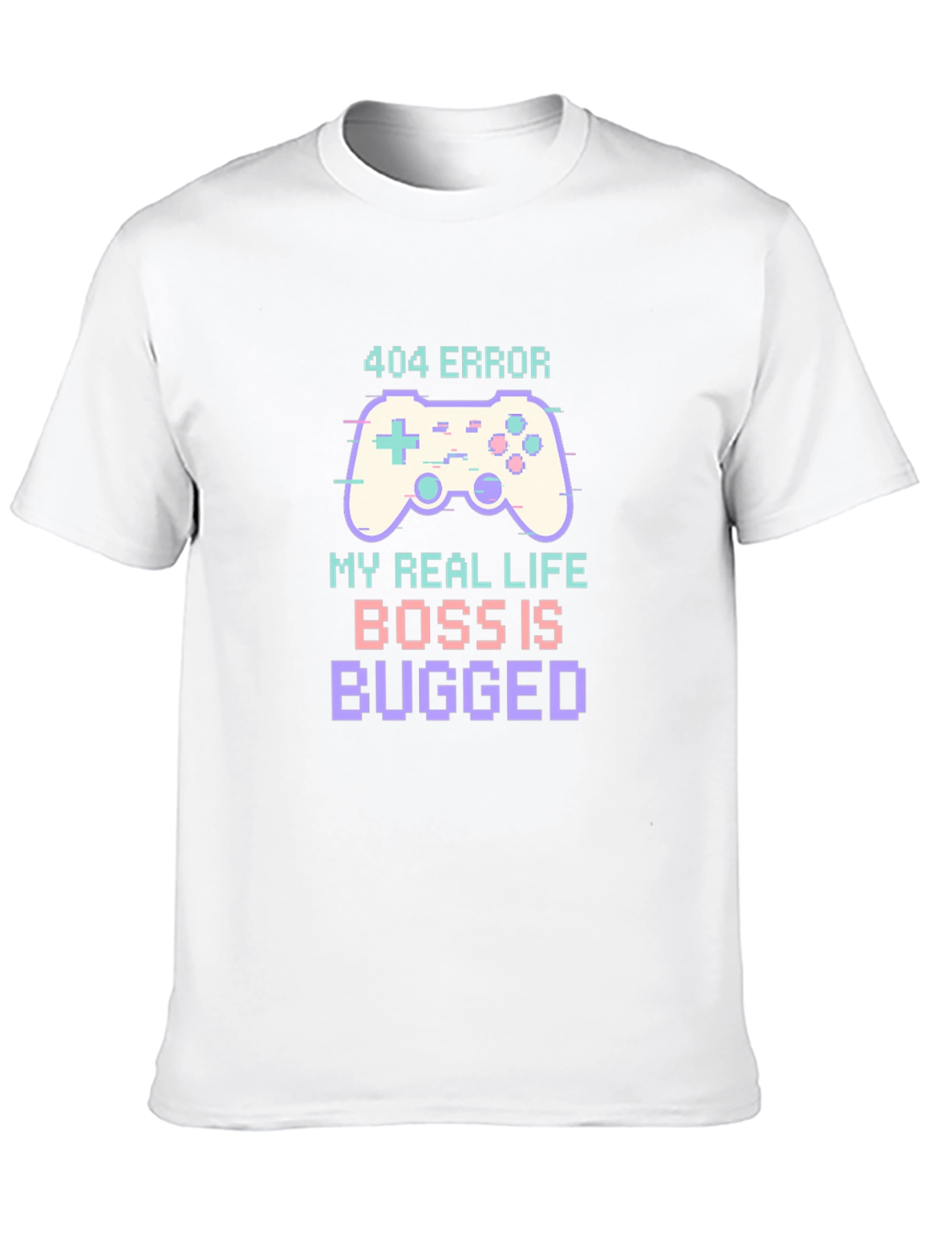 Black 404 Error Boss is Bugged T-Shirt Funny Gaming Tee view 10