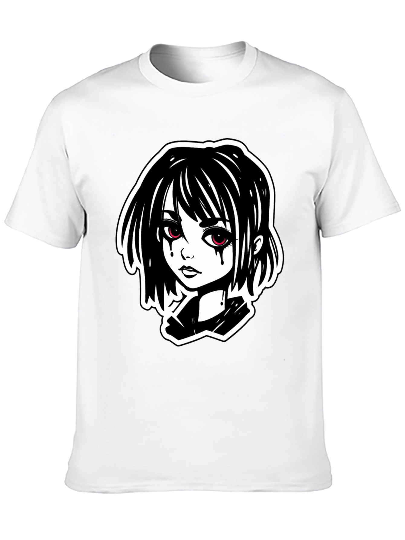 Black Gothic Anime Girl T-Shirt - Black view 10