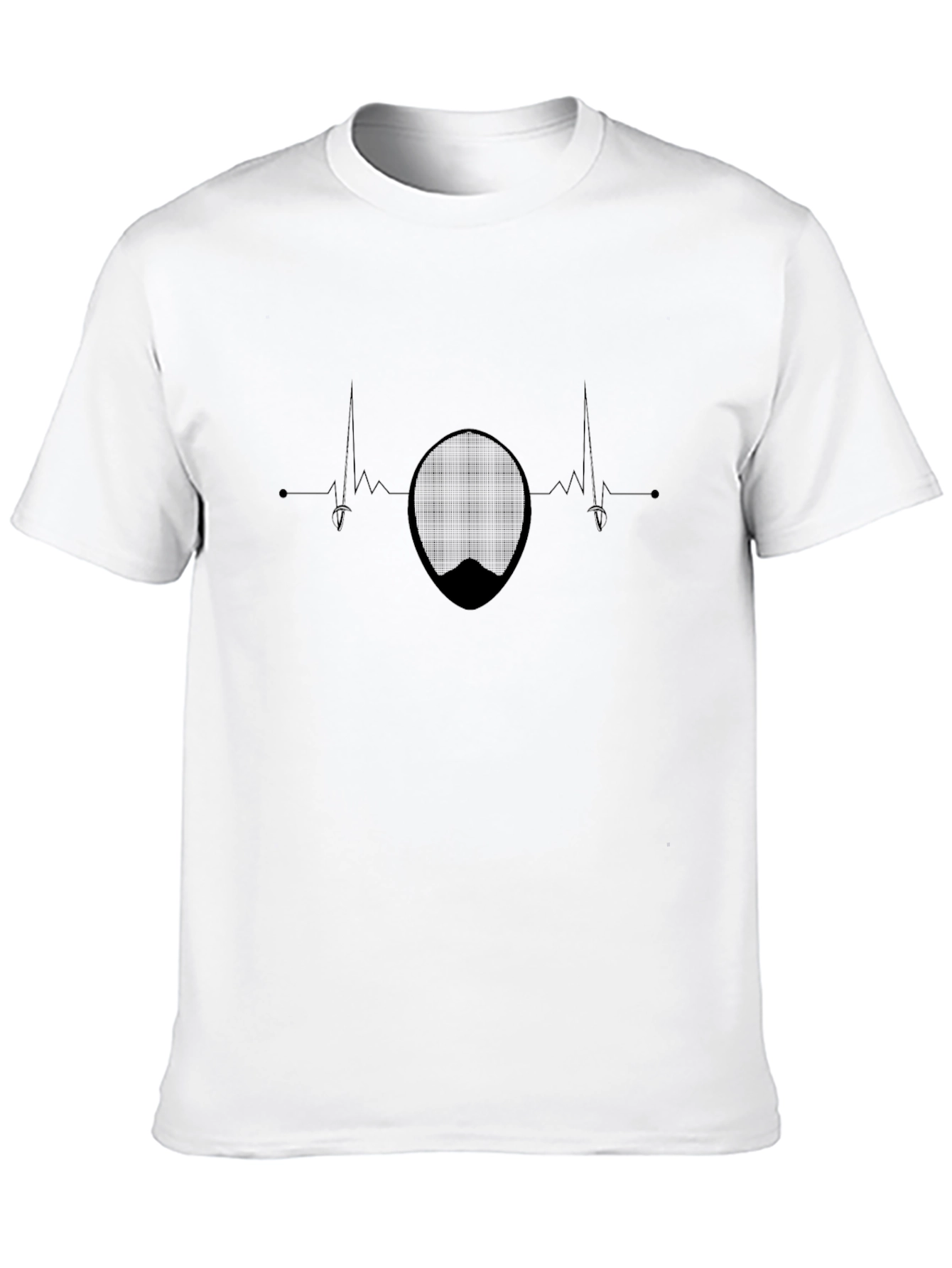 Black Fencing Heartbeat T-Shirt - Black, Unique Design view 10