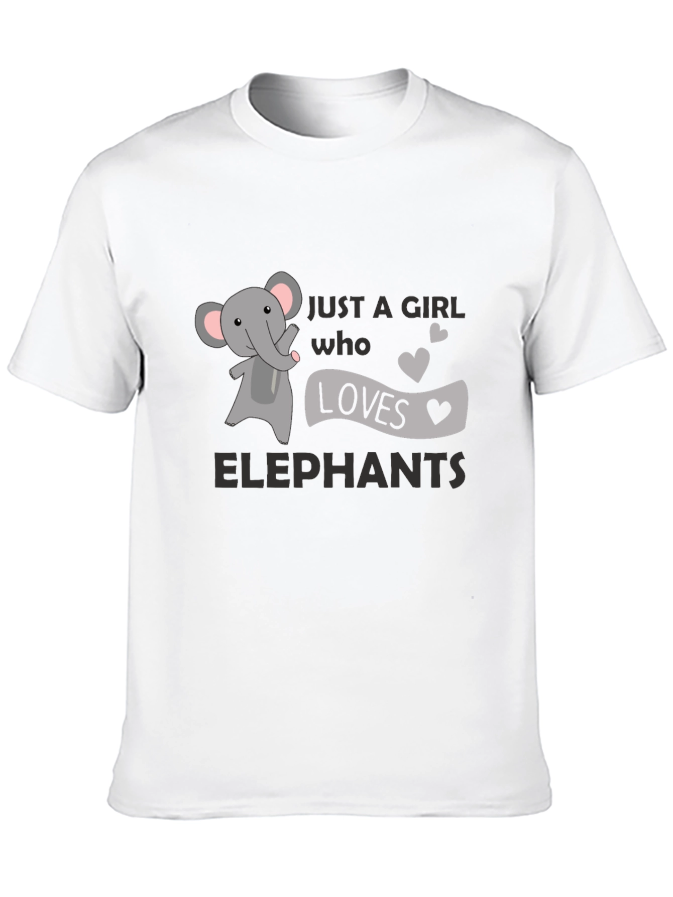 Black Just a Girl Who Loves Elephants T-Shirt - Black view 10
