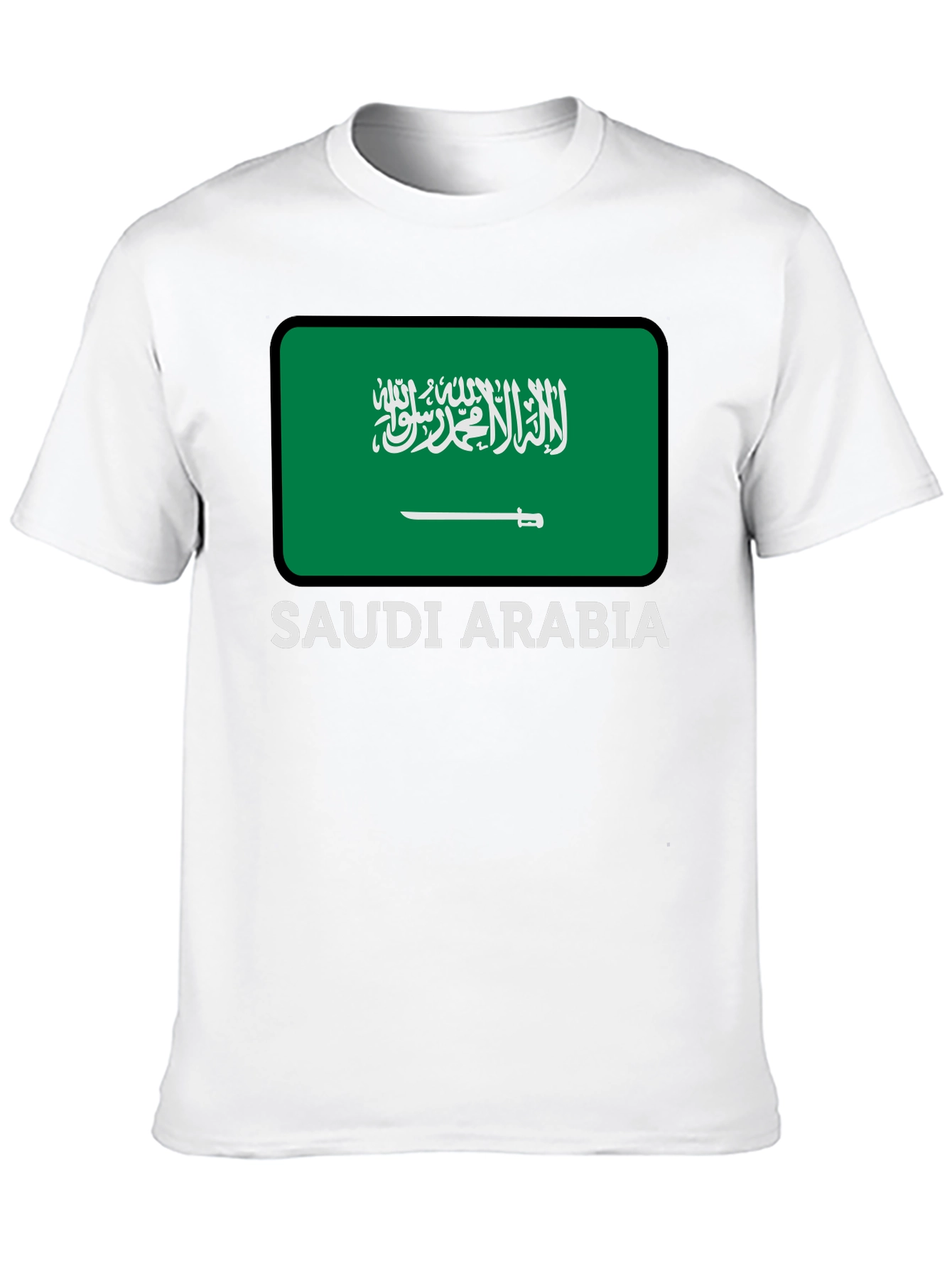 Black Saudi Arabia Flag Graphic Tee - Black Cotton T-Shirt view 10