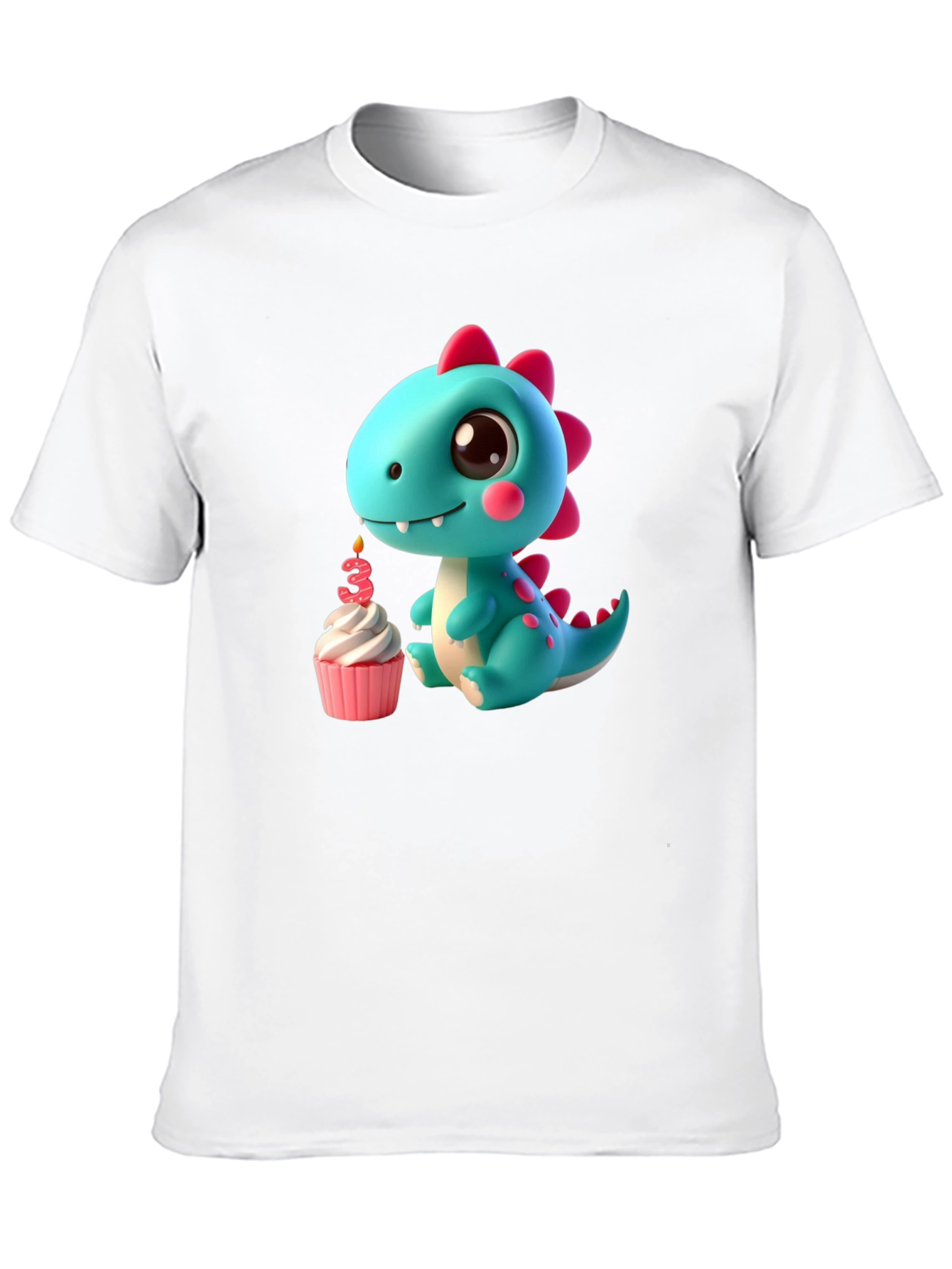 Black Cute Dinosaur 3rd Birthday T-Shirt view 10