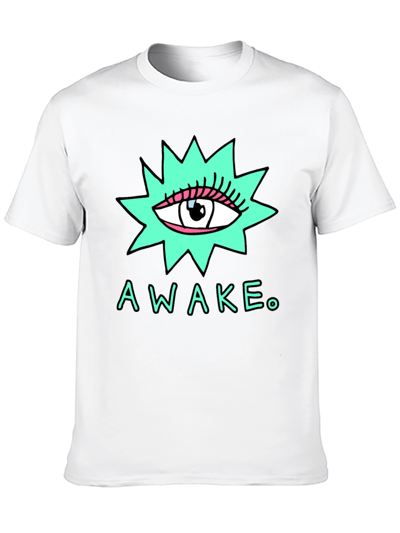 Black Eye-Catching "Awake" Graphic Print Black T-Shirt view 10