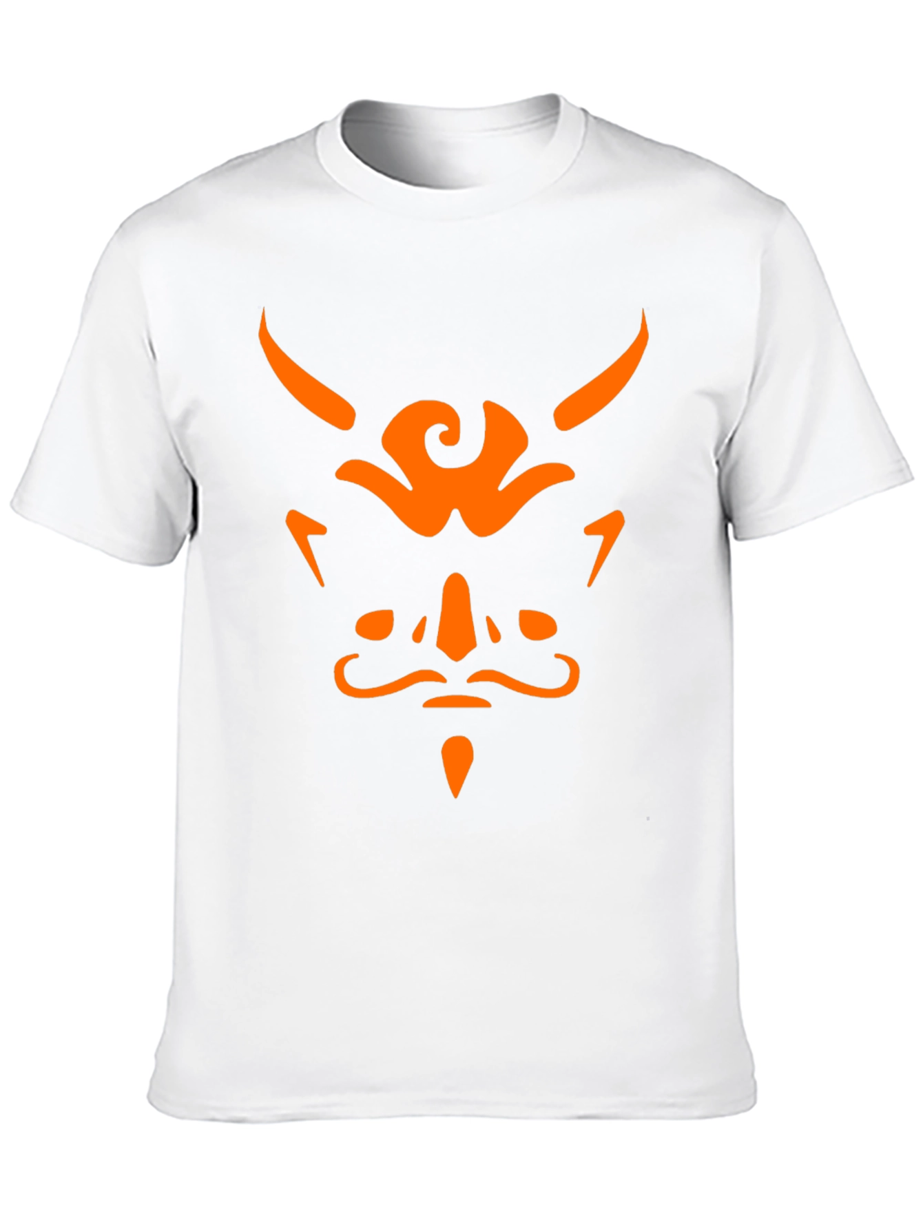 Black Men's Black T-Shirt with Orange Demon Graphic view 10