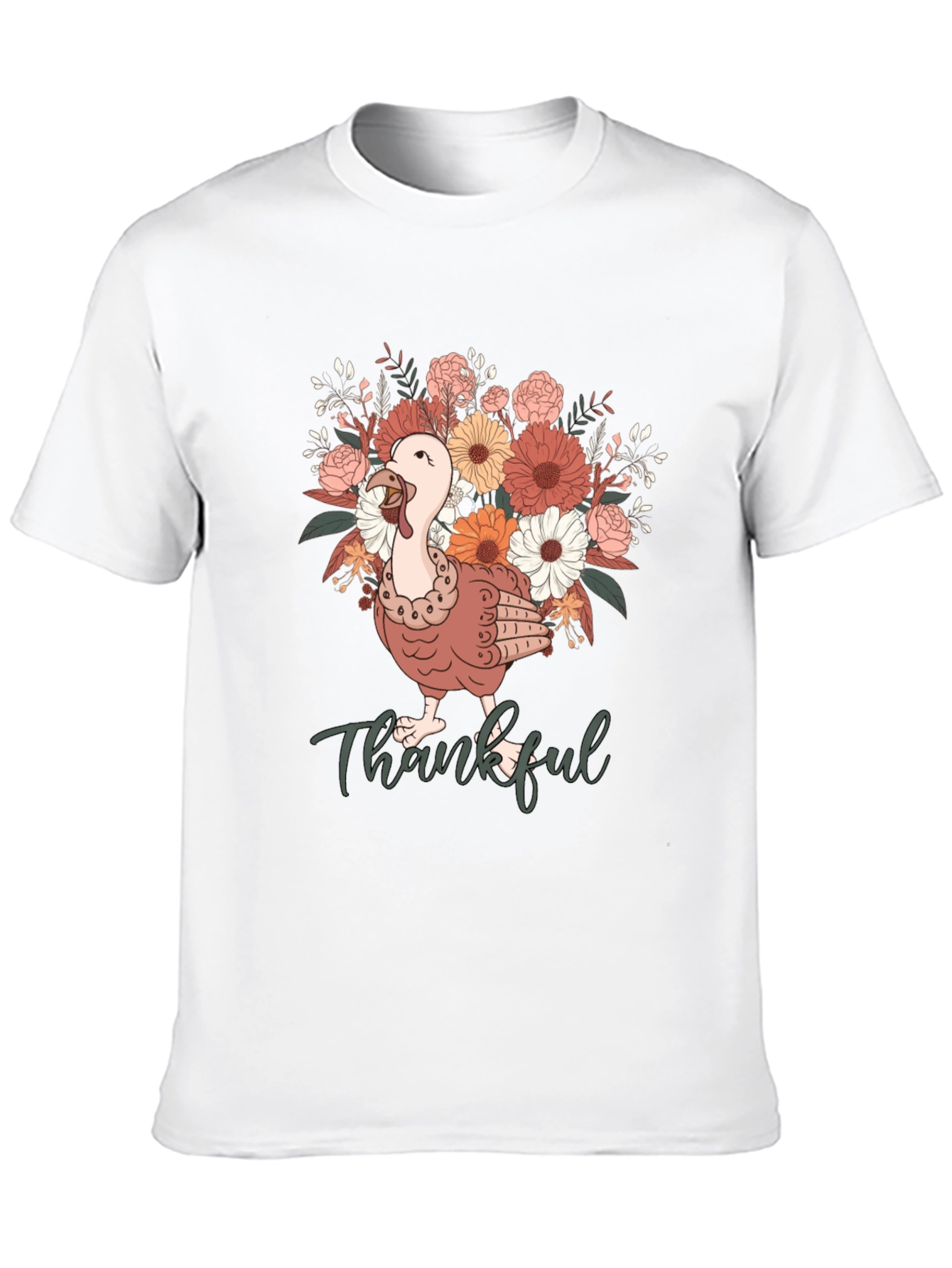 Black Thankful Turkey Floral T-Shirt view 10