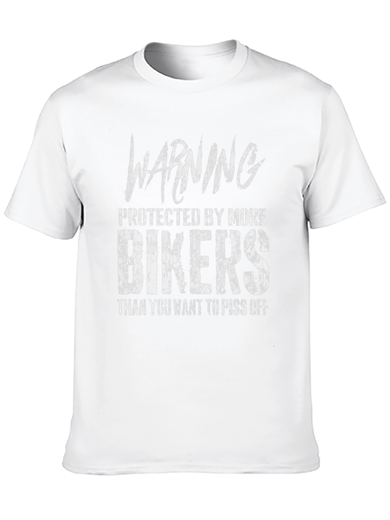 Black Warning Bikers T-Shirt: Protected by More Bikers view 10