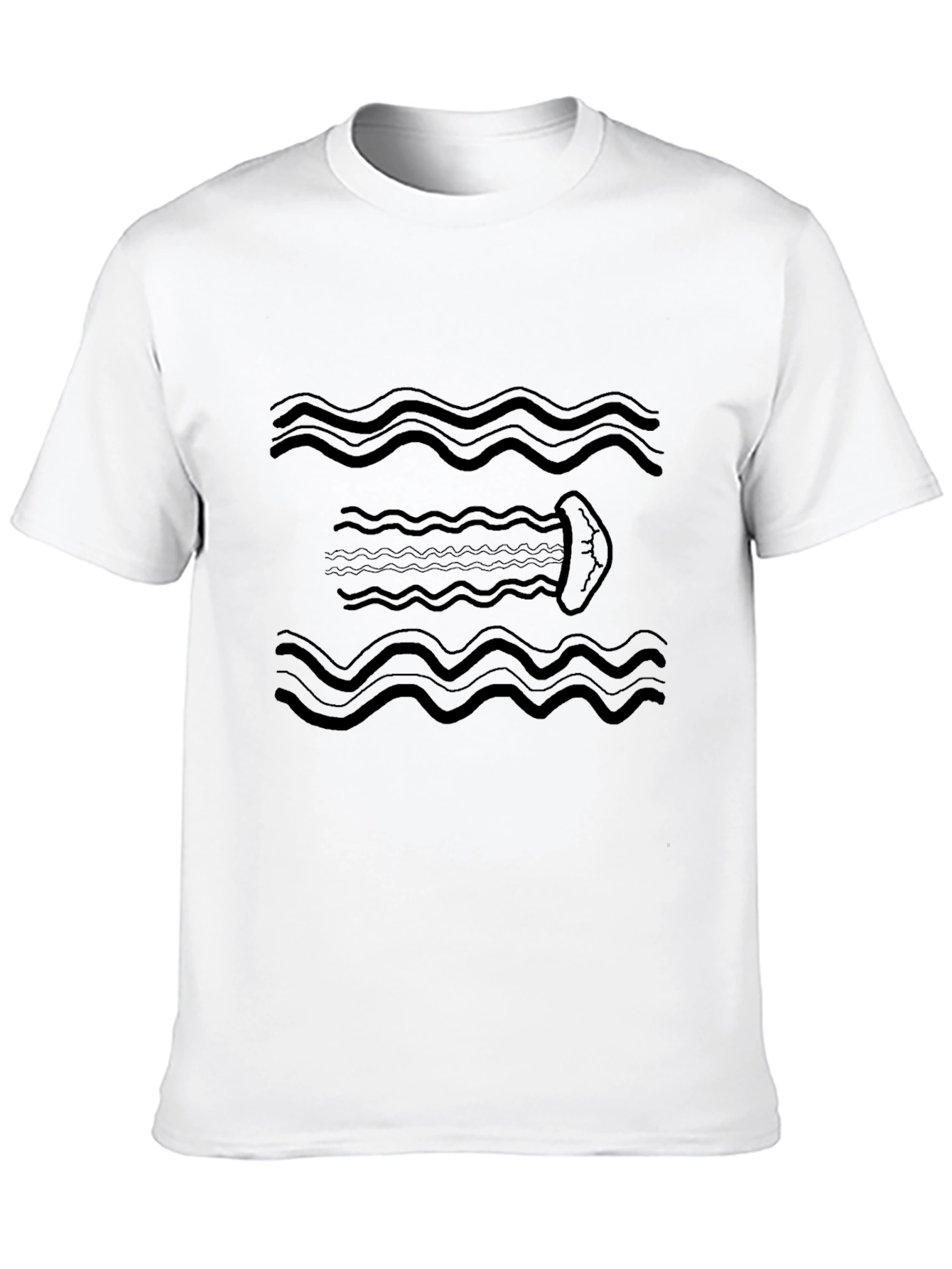 Black Wavy Jellyfish Black Graphic Tee view 10