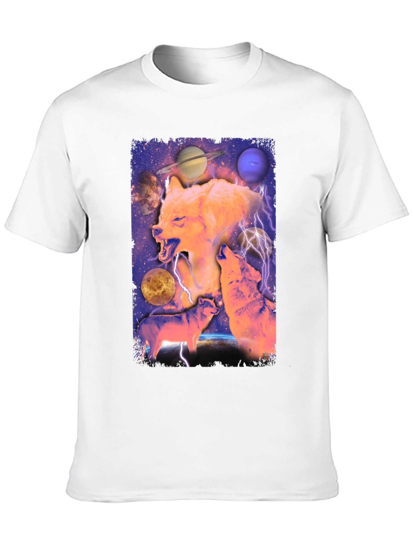 Black Wolf Galaxy Graphic Print Tee view 10