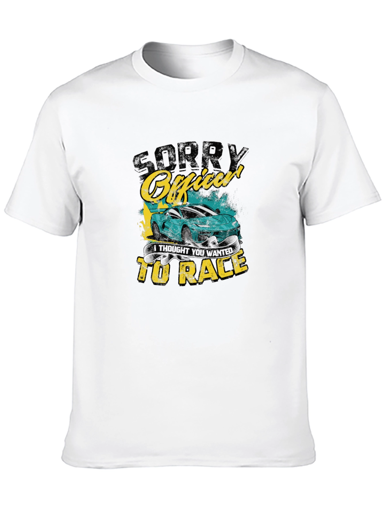 Black Sorry Officer Funny Car Racing T-Shirt view 10