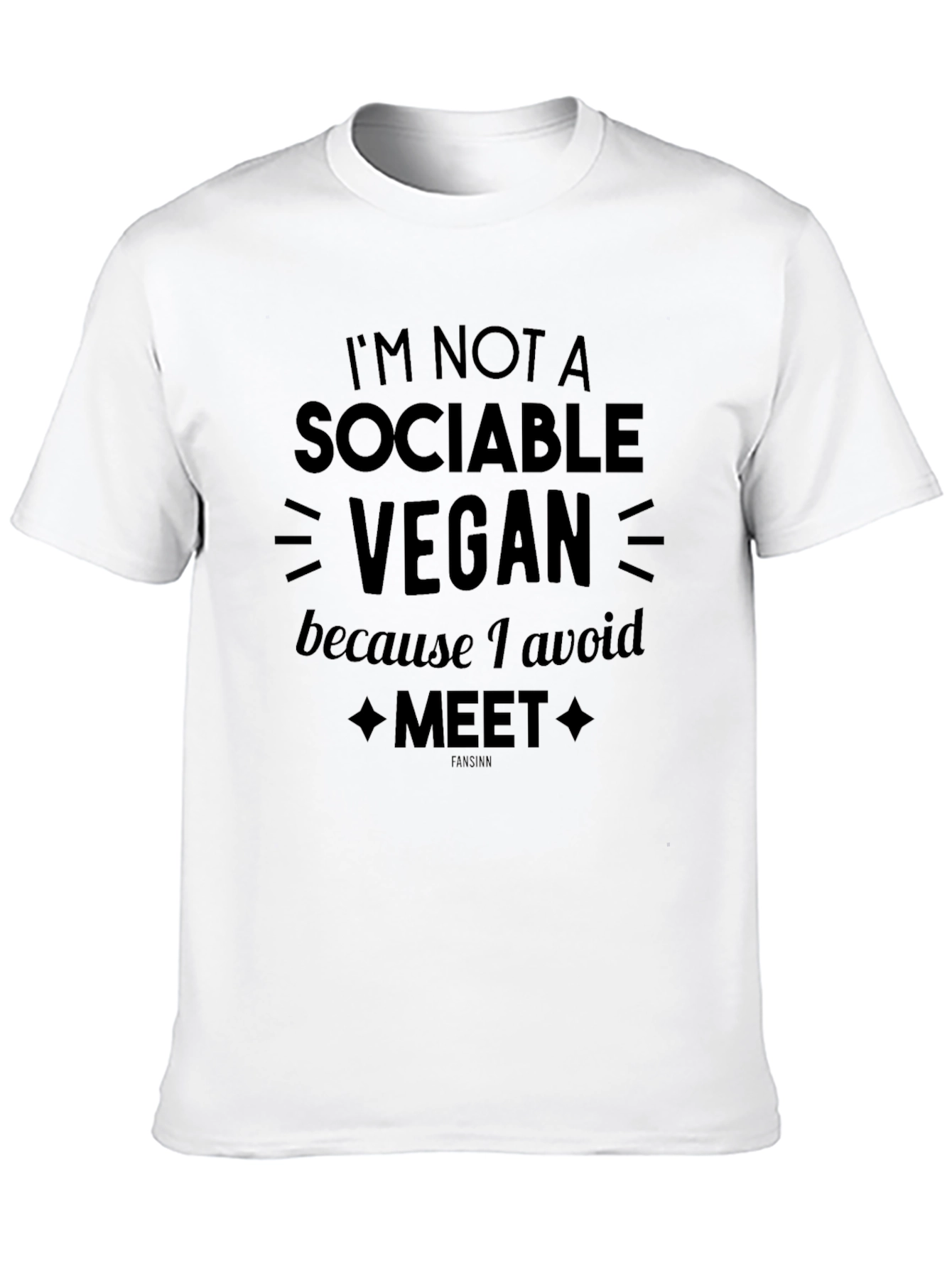 Black Sociable Vegan Avoid Meet Graphic Tee view 10
