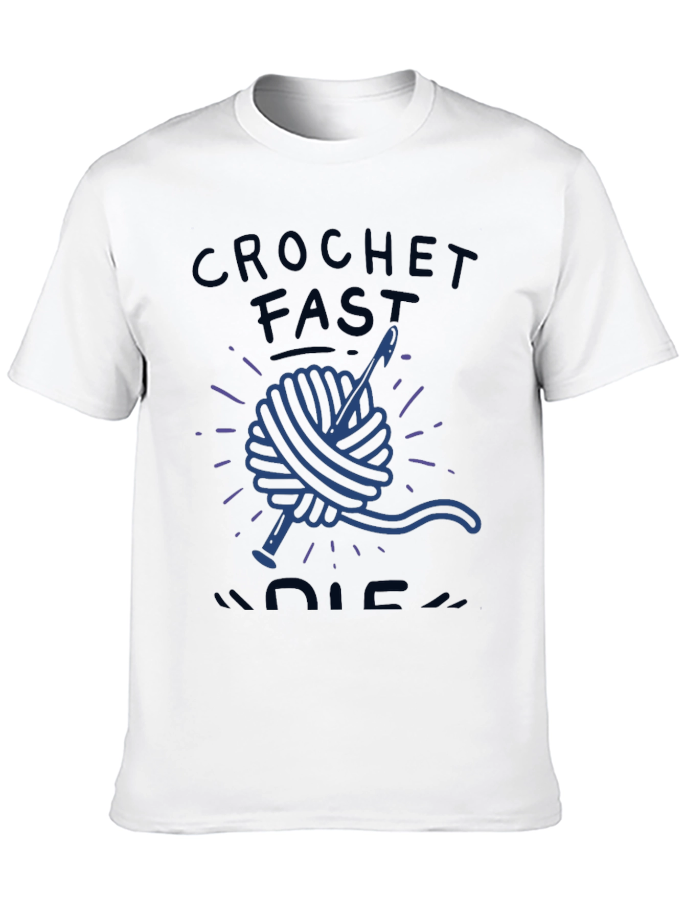 Black Crochet Fast Die Warm Funny T-Shirt view 10