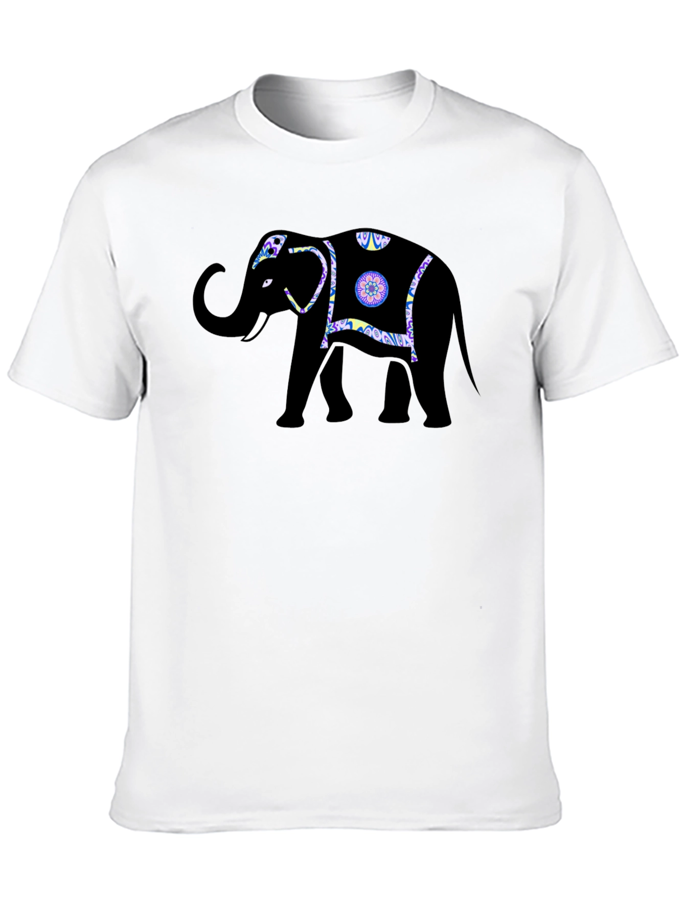 Black Elephant Graphic Print Crew Neck T-Shirt view 10