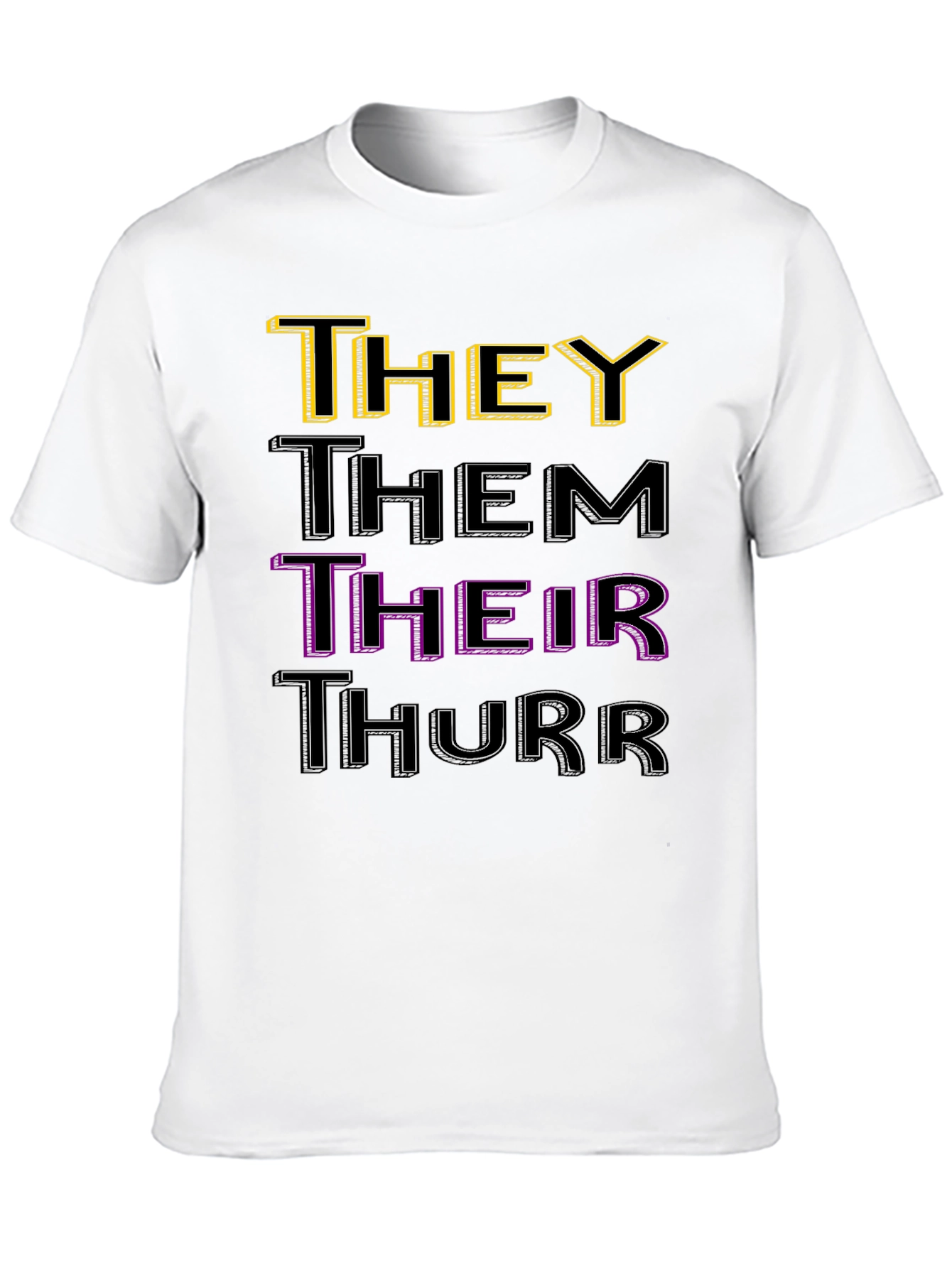 Black Pronoun T-Shirt: They, Them, Their, Thurr - Black view 10