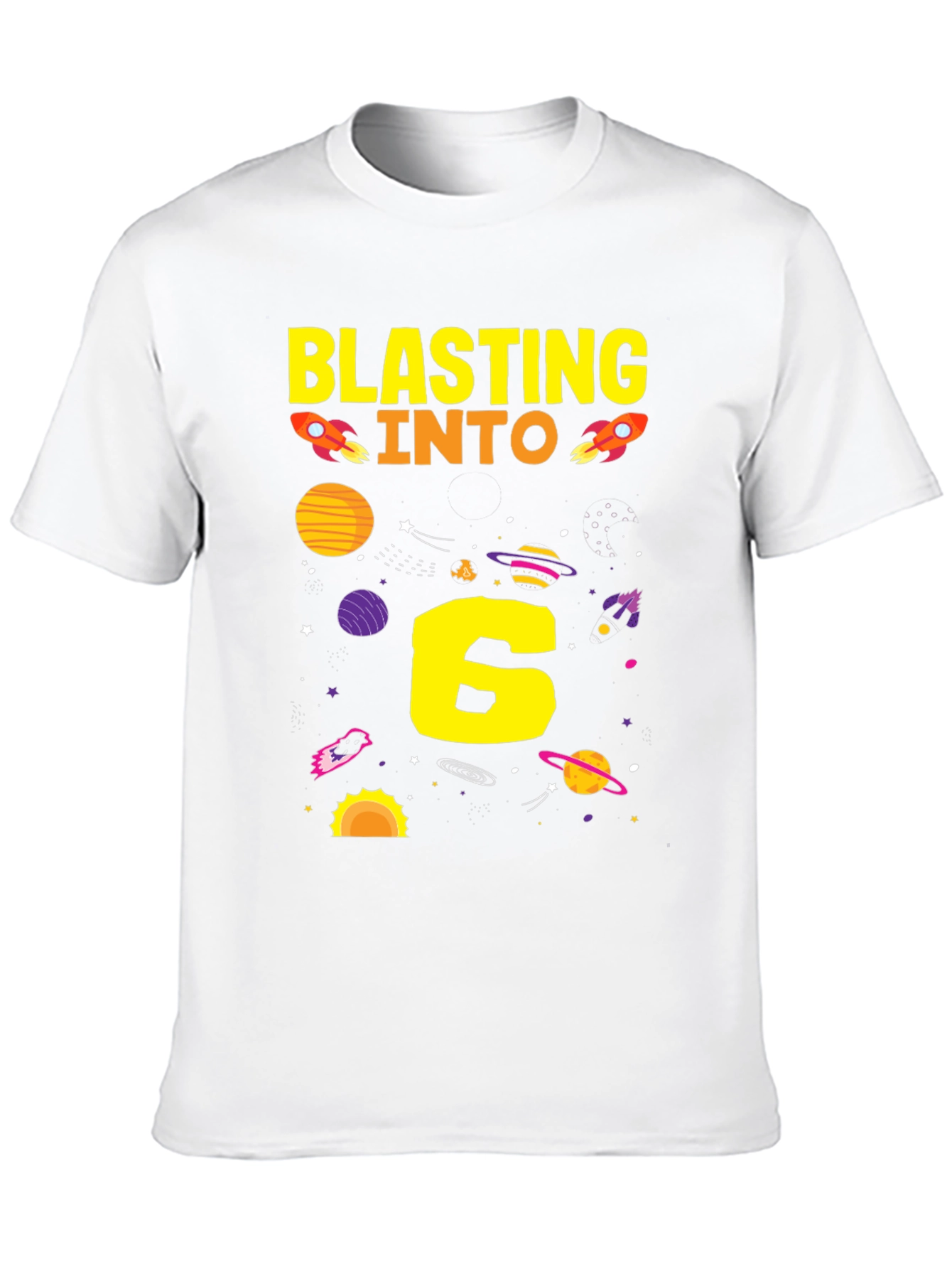 Black Blasting Into 6th Birthday T-Shirt view 10