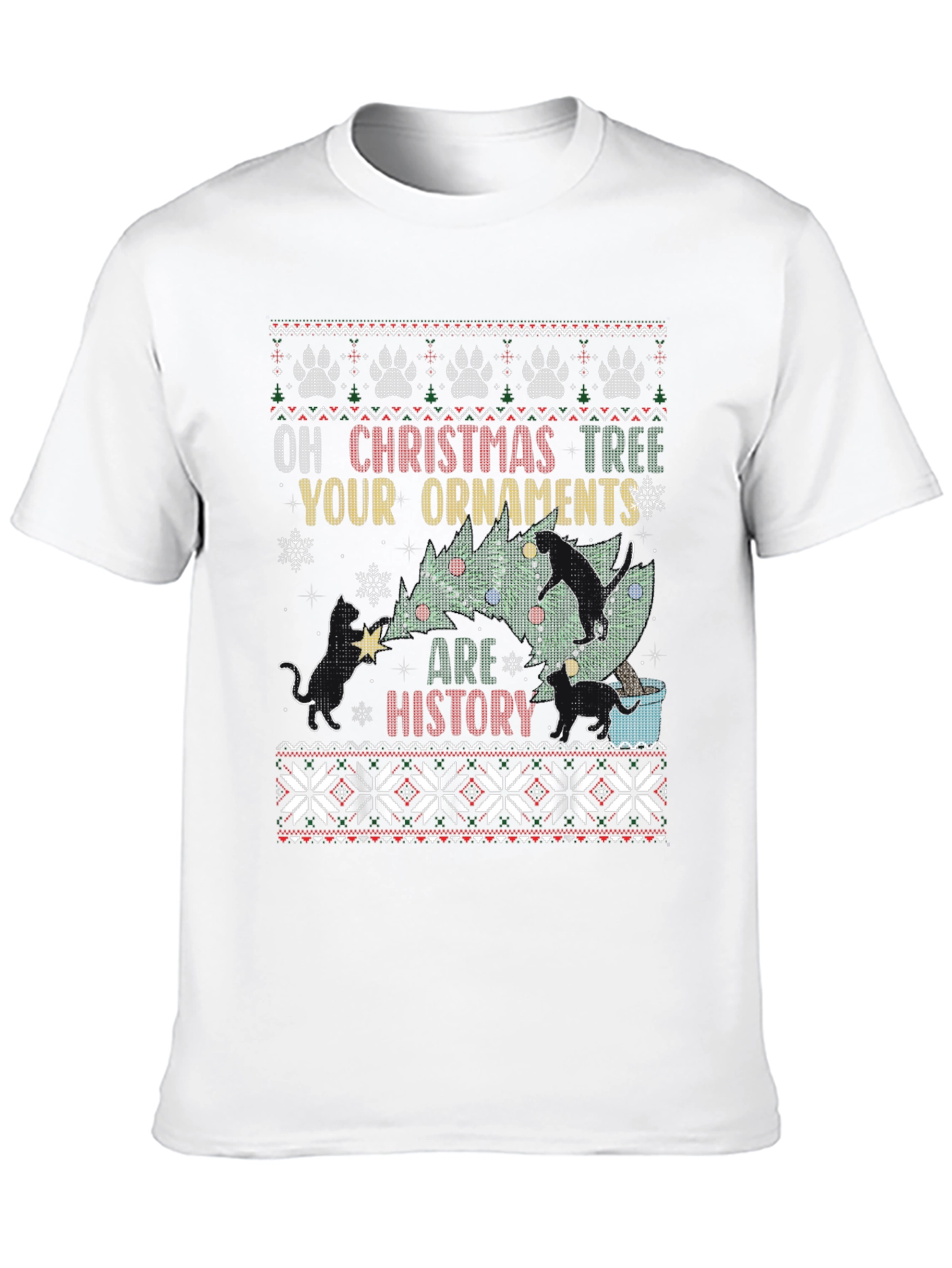 Black Funny Christmas Cat T-Shirt view 10