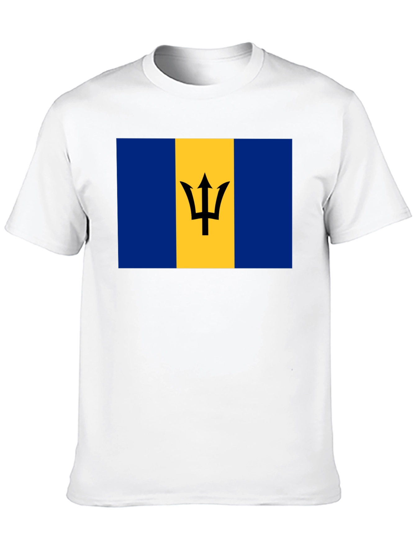 Black Barbados Flag T-Shirt -  Unisex Crew Neck Tee view 10