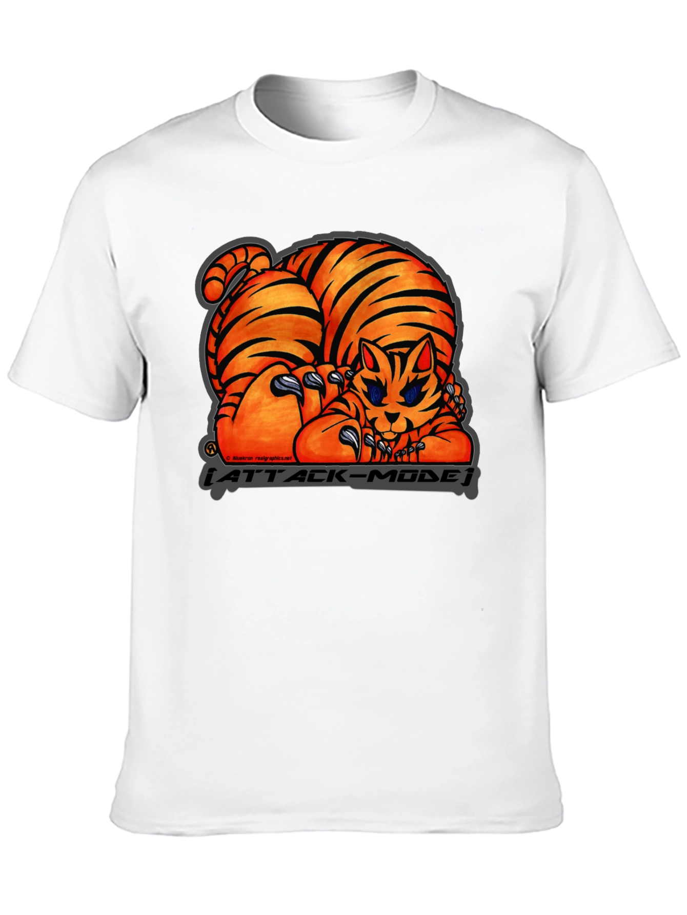 Black Attack Mode Tiger Graphic T-Shirt, Cotton Blend, Casual Wear view 10