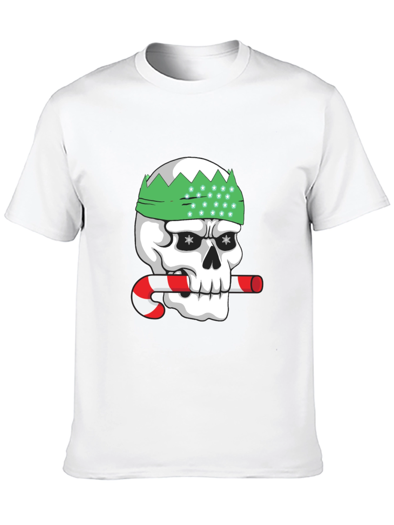 Black Festive Skull Graphic Tee - Holiday Humor view 10