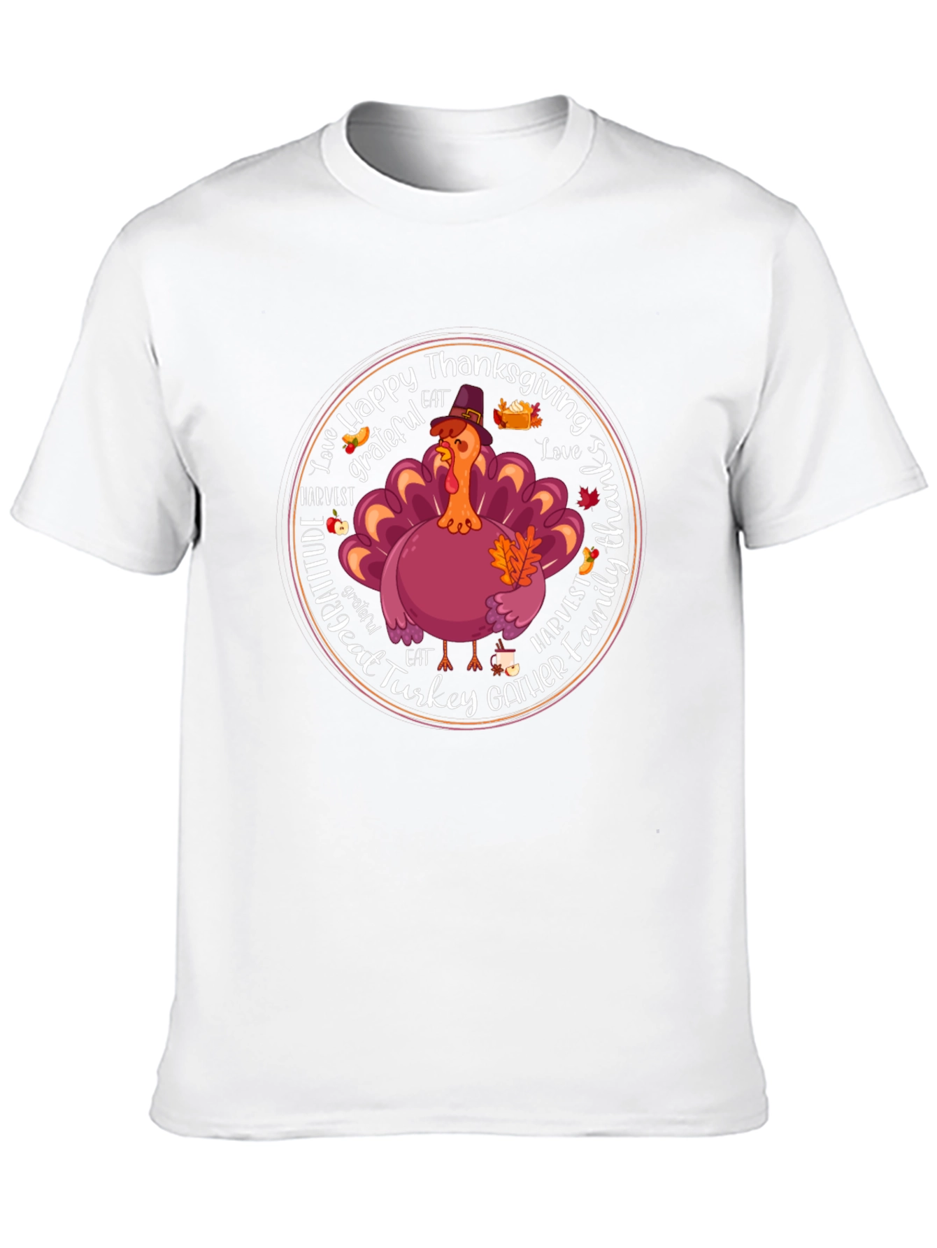 Black Happy Thanksgiving Turkey Graphic T-Shirt view 10