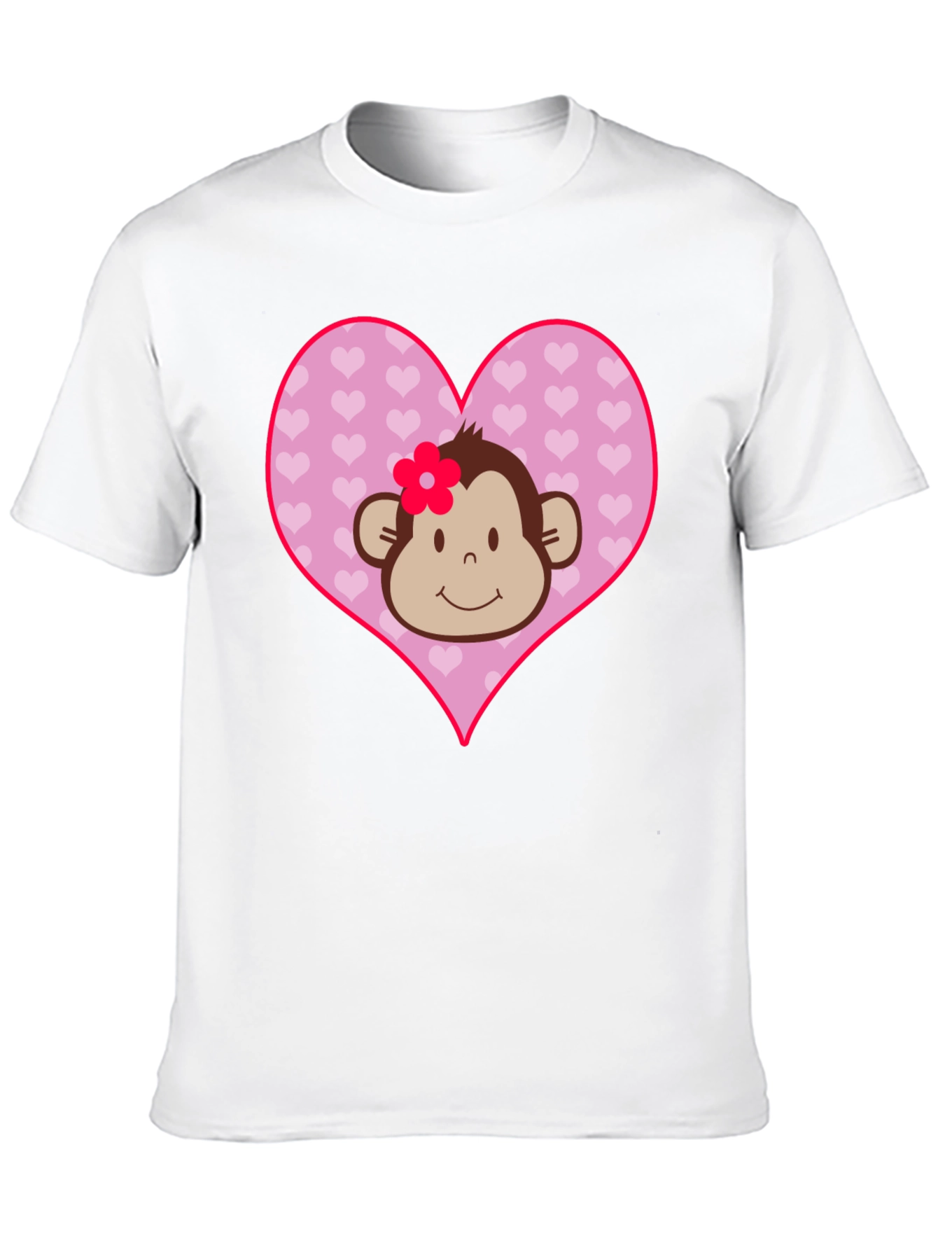 Black Cute Monkey Heart Graphic Tee - Black Cotton Shirt view 10