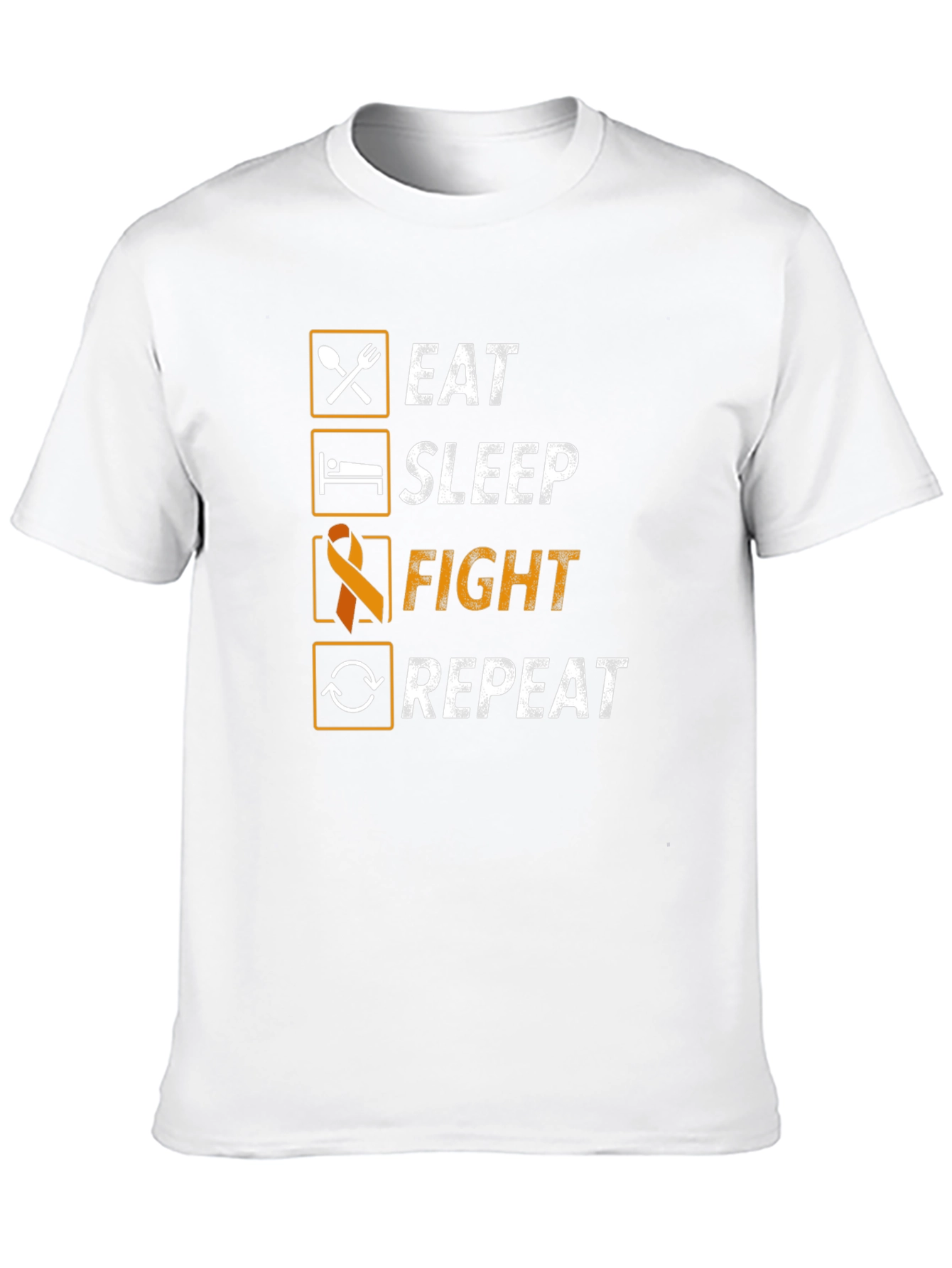 Black Eat Sleep Fight Repeat Awareness T-Shirt view 10