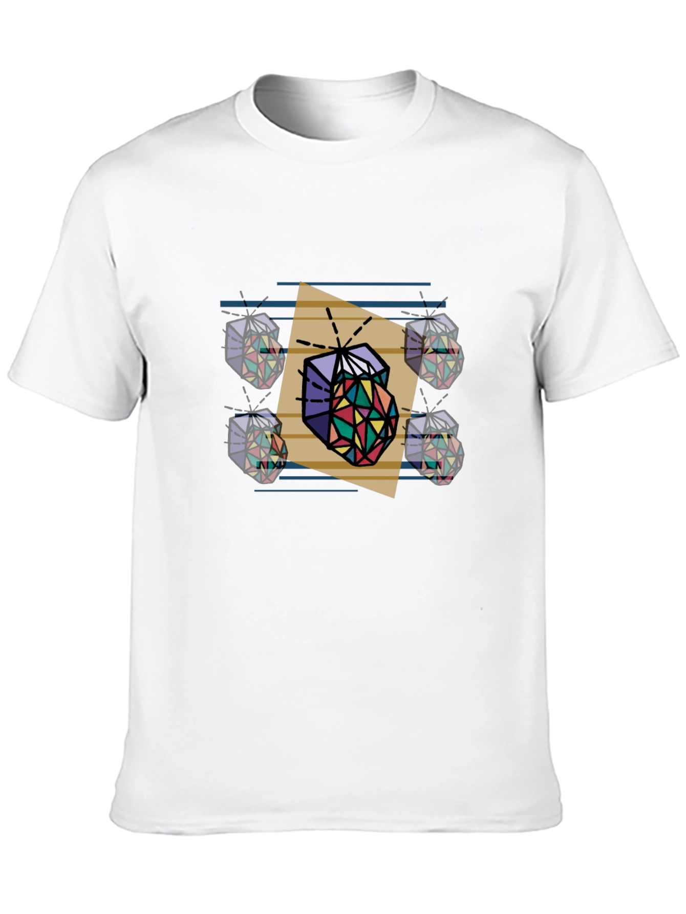 Black Geometric Gem T-Shirt - Modern Art Tee view 10