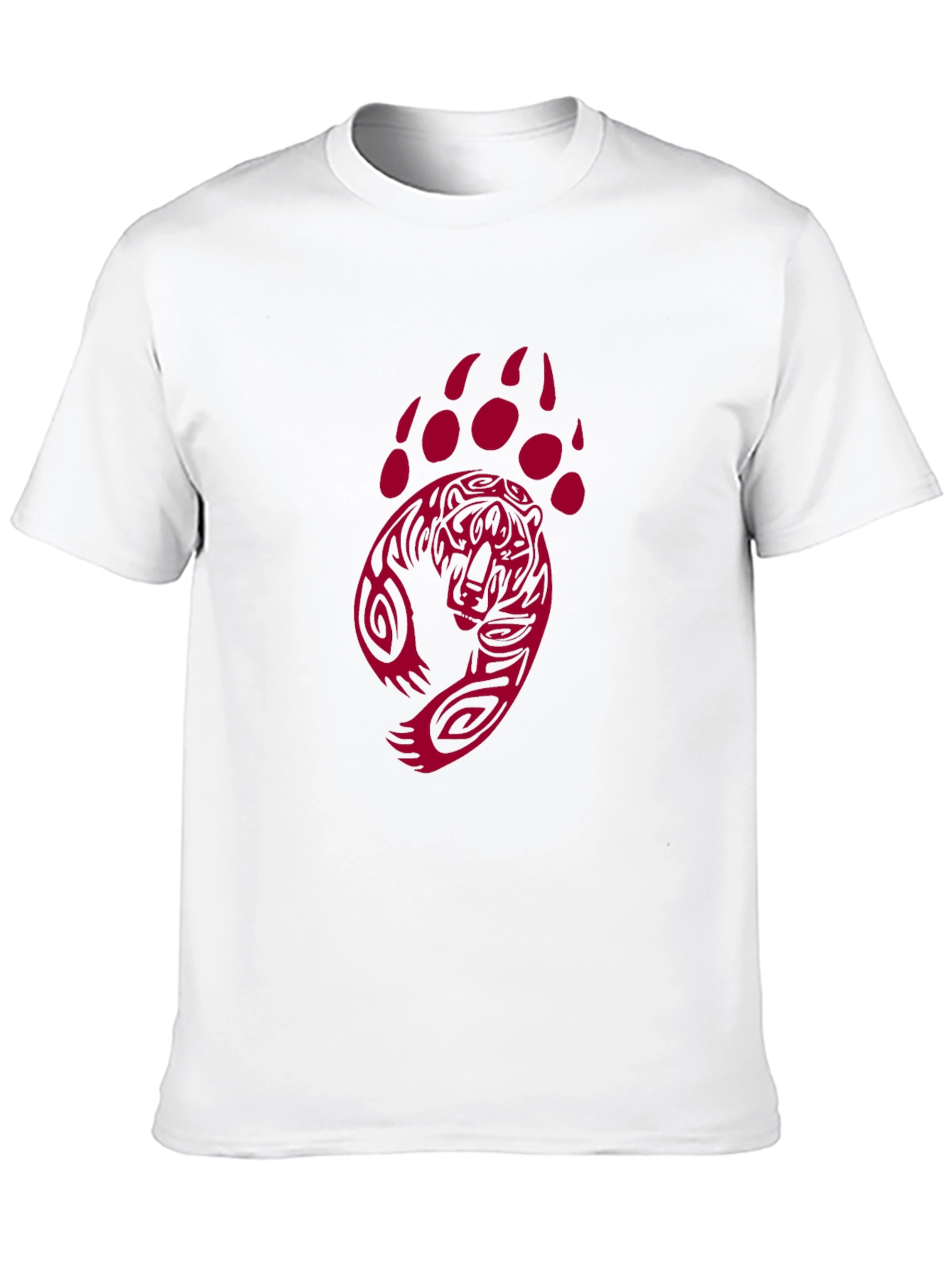 Black Men's Black T-Shirt with Red Bear Paw Design view 10